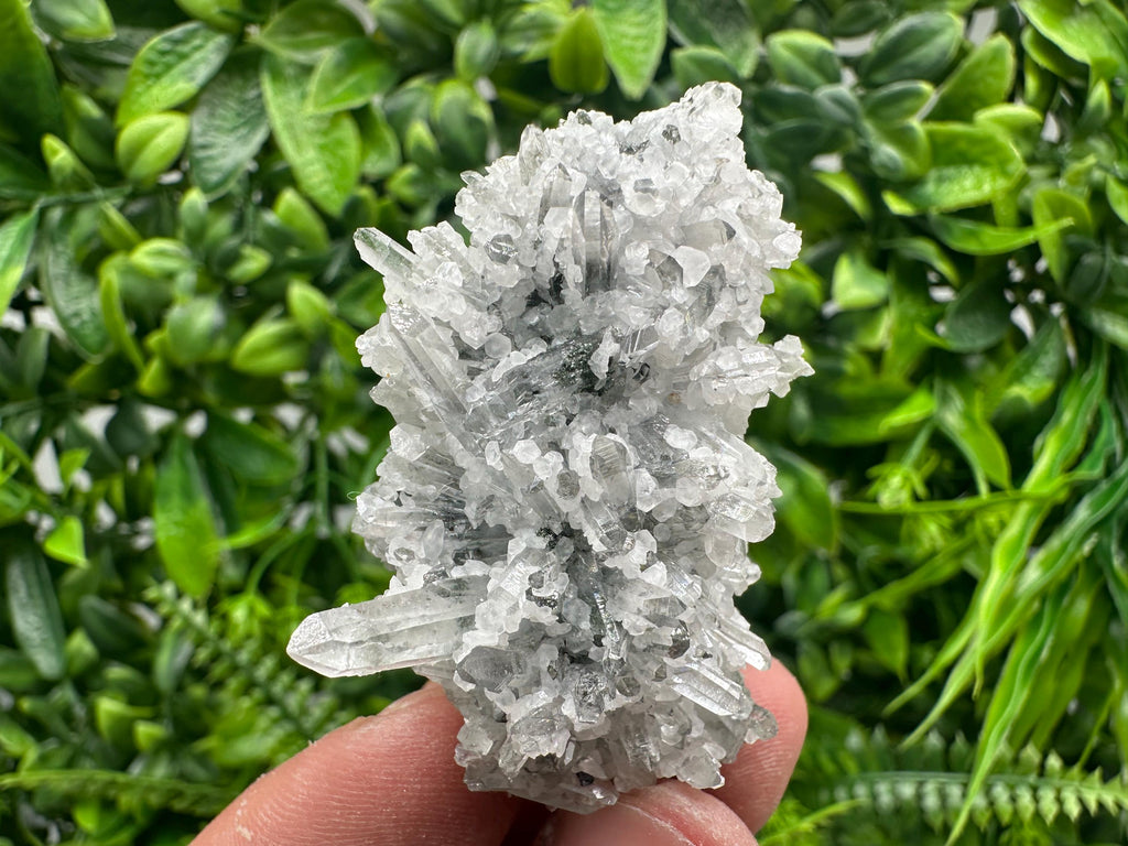 Transparent Quartz on Chlorite Matrix with Calcite, Bulgaria Mineral Specimen
