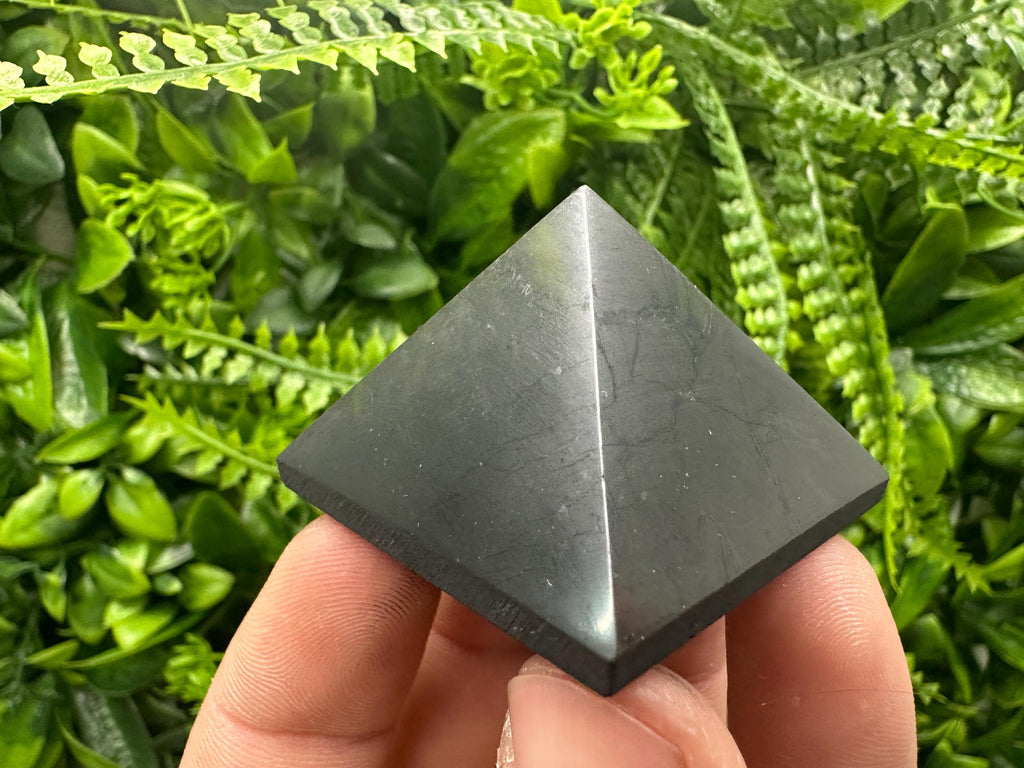 Shungite Pyramid: Polished EMF Protection Crystal (4cm)