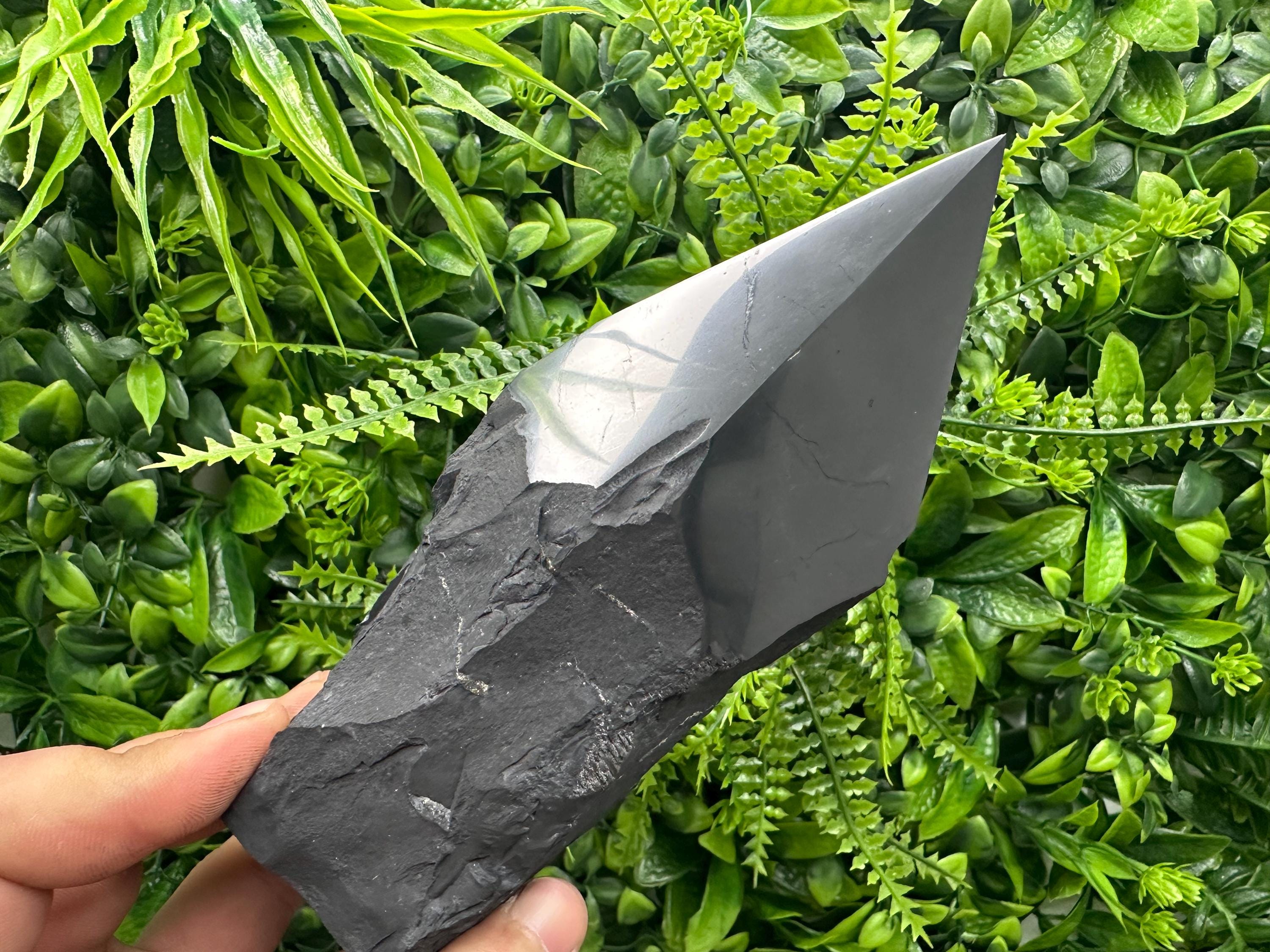 15cm Polished Shungite Crystal: EMF Protection Stone