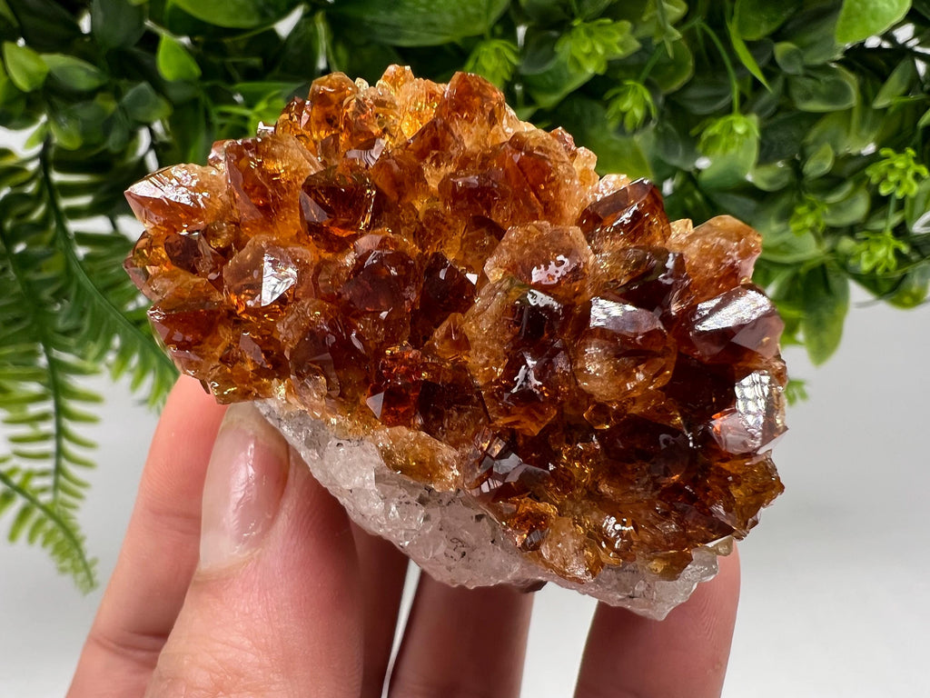 Citrine Crystal with Hematite Inclusions: Natural Phantom Cluster