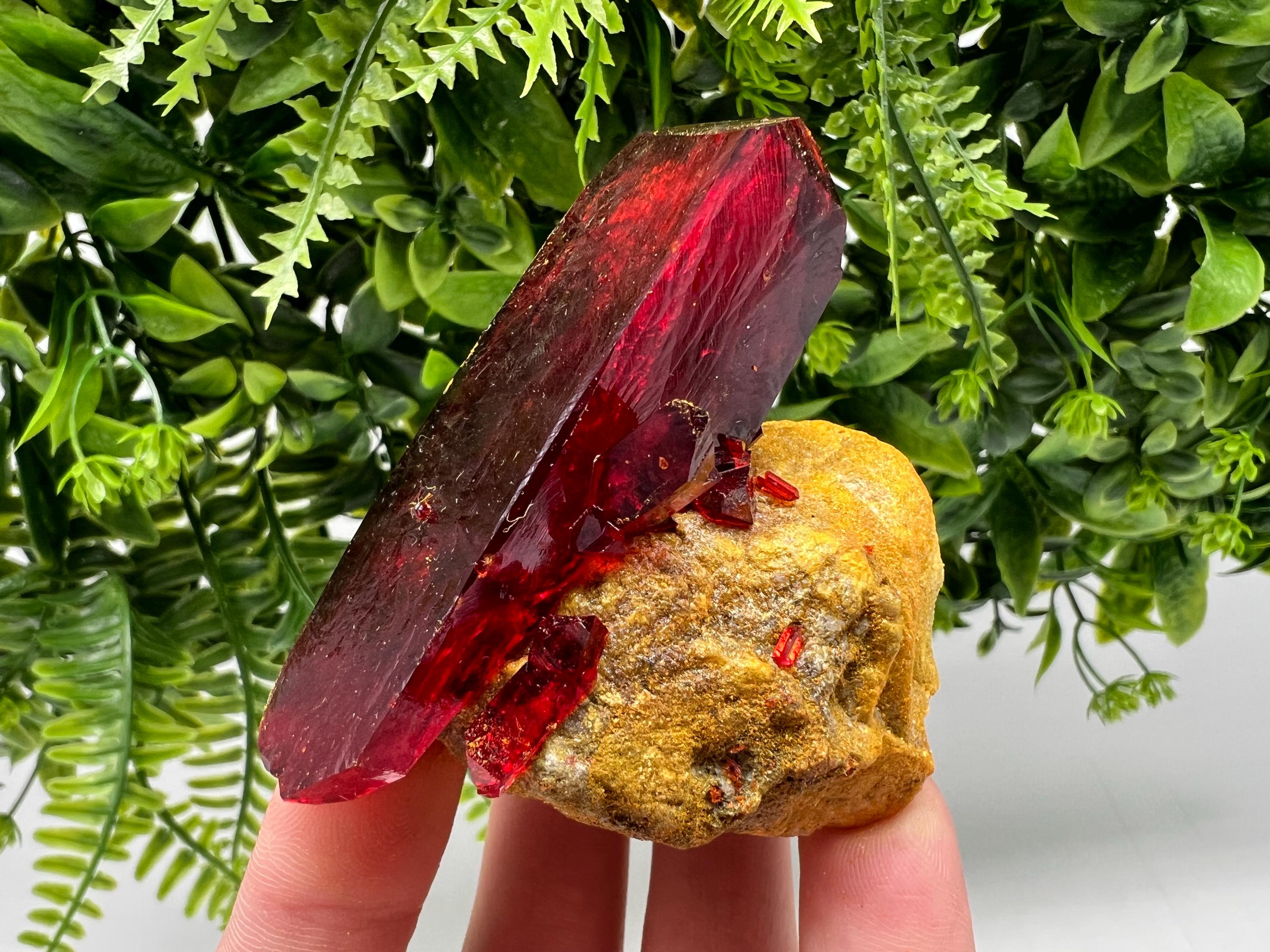 XXL Lab-Grown Red Pruskite Crystal on Matrix
