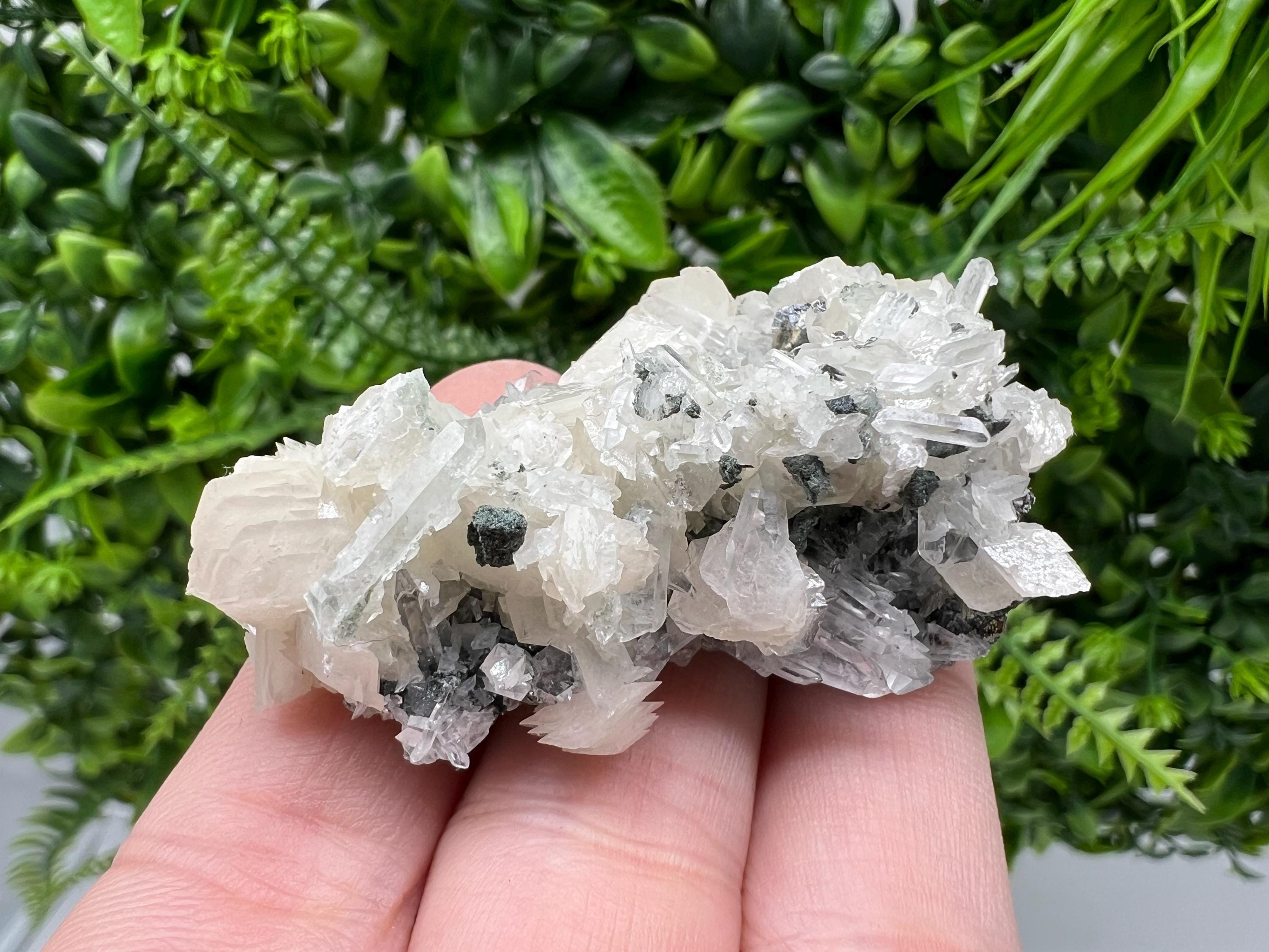Calcite on Quartz, Borieva Mine Mineral Specimen