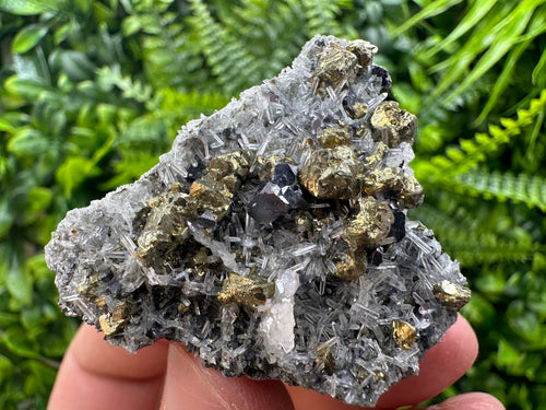 Chalcopyrite, Galena & Calcite on Quartz: Borieva Mine Mineral Specimen