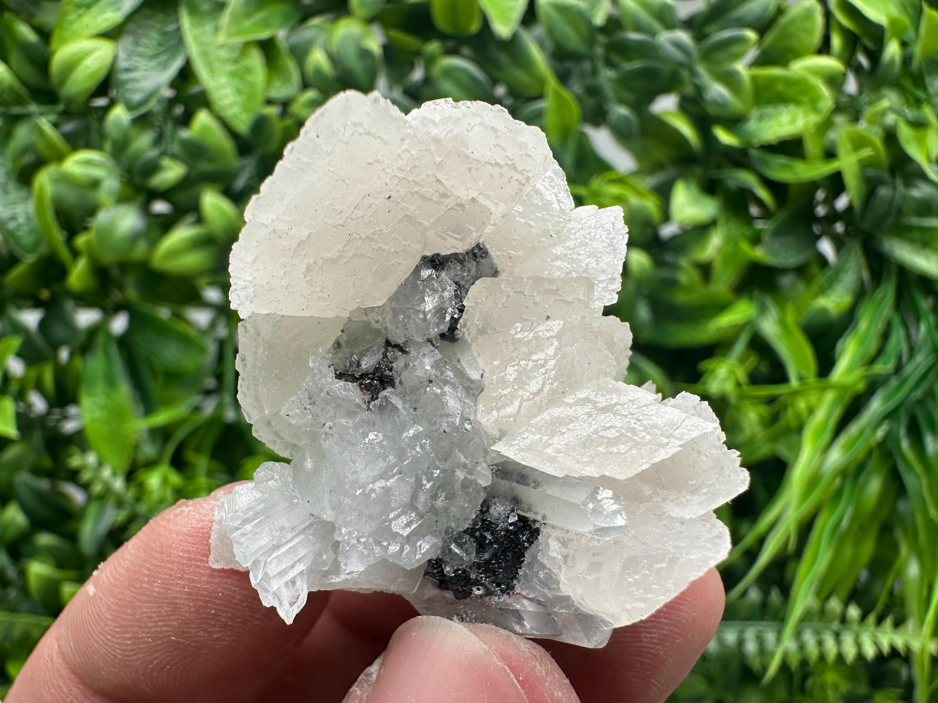 Calcite on Quartz with Sphalerite, Borieva Mine Mineral Specimen