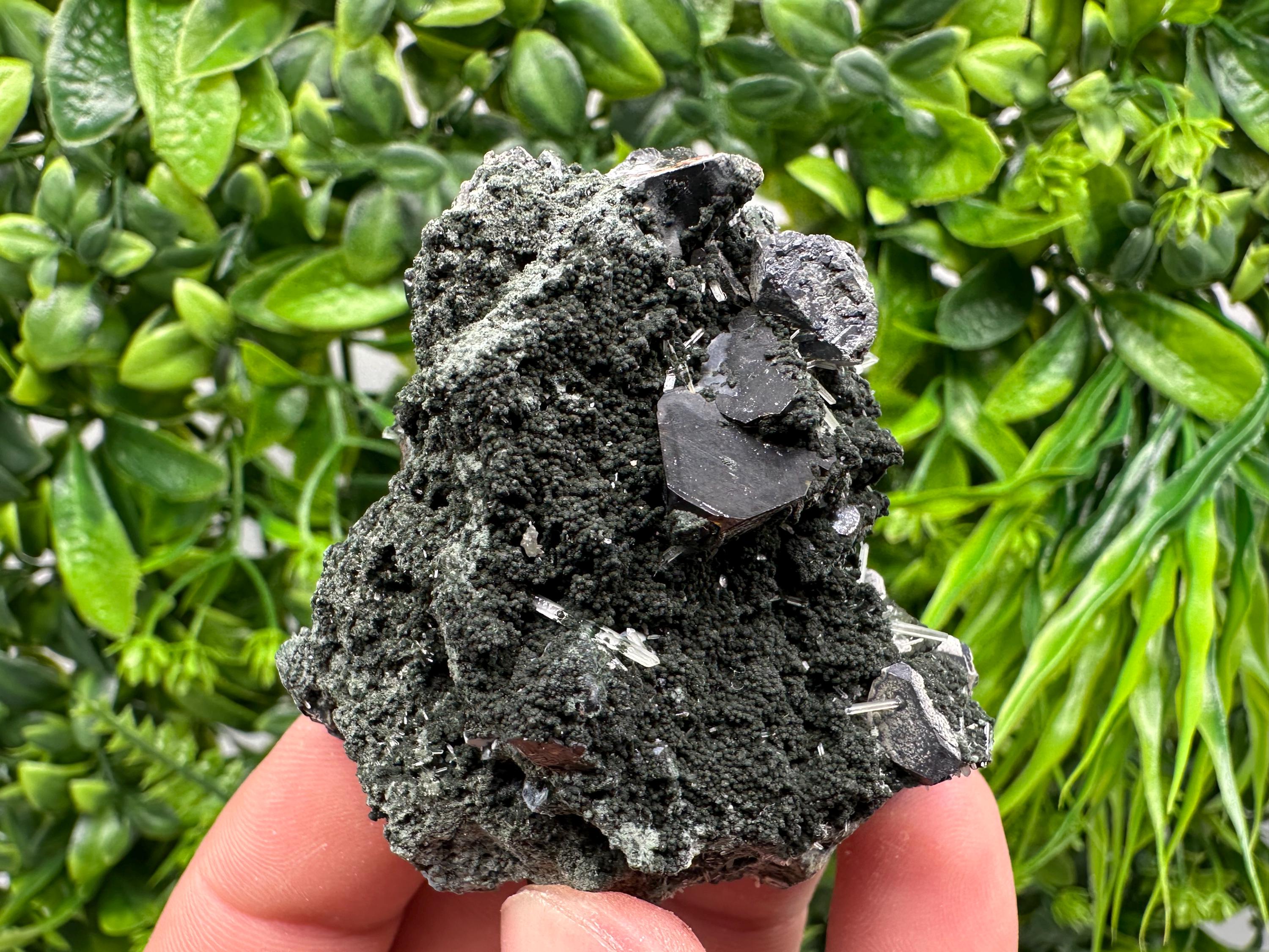 Sphalerite on Quartz, Epidote, Chlorite, Borieva Mine Mineral Specimen