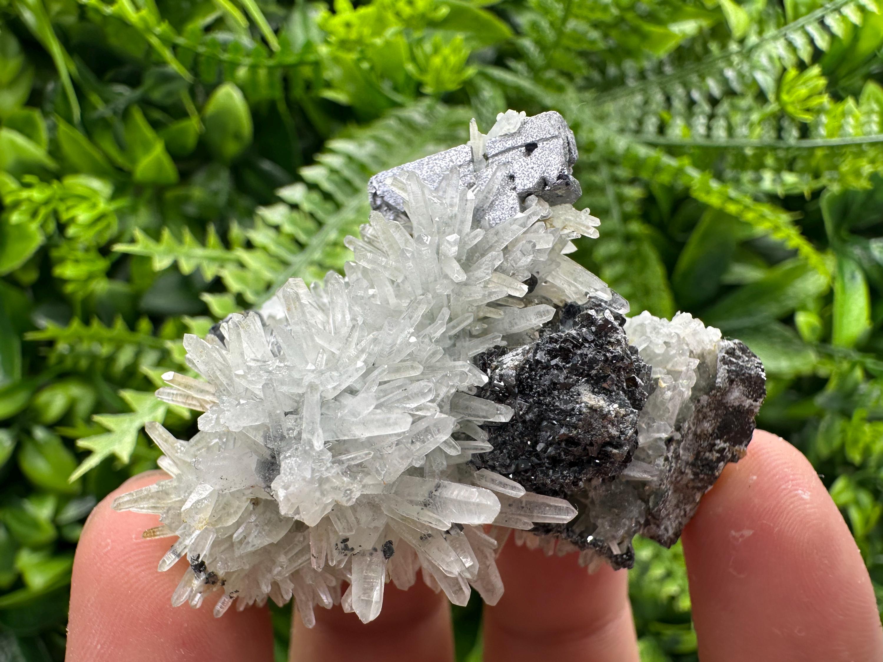 Skeleton Galena, Sphalerite on Quartz Cluster, Bulgaria Mineral Specimen