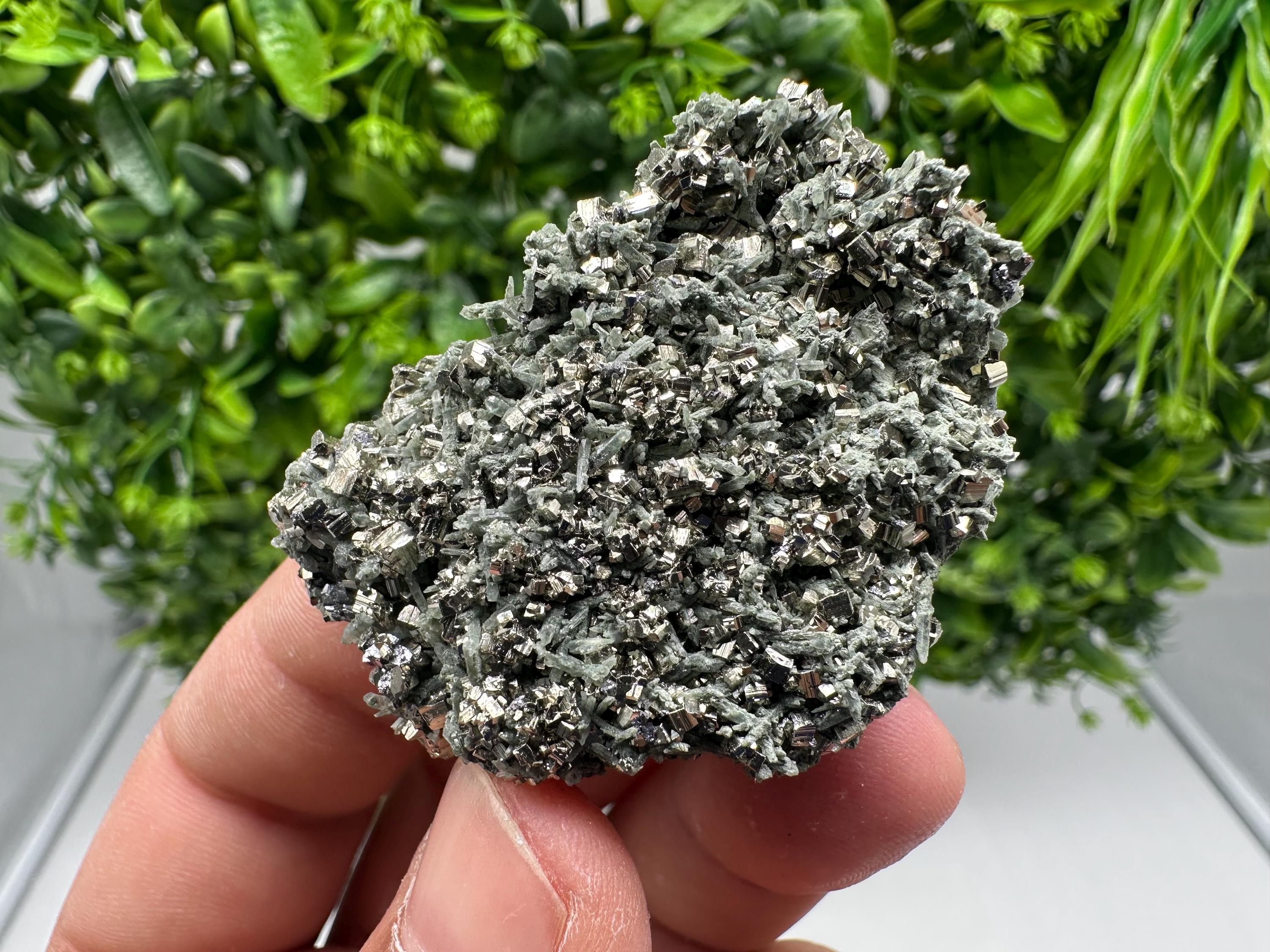 Red Pyrite on Green Quartz, Sphalerite Specimen, Borieva Mine