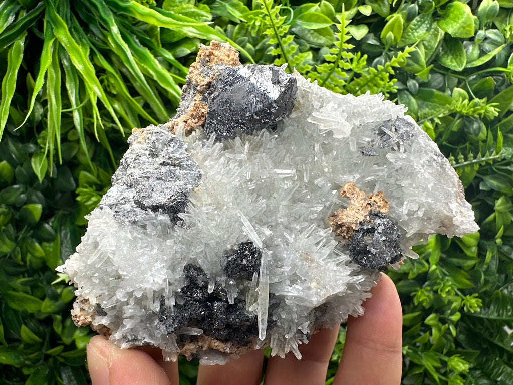 Sphalerite on Green Quartz: Natural Mineral Souvenir from Bulgaria