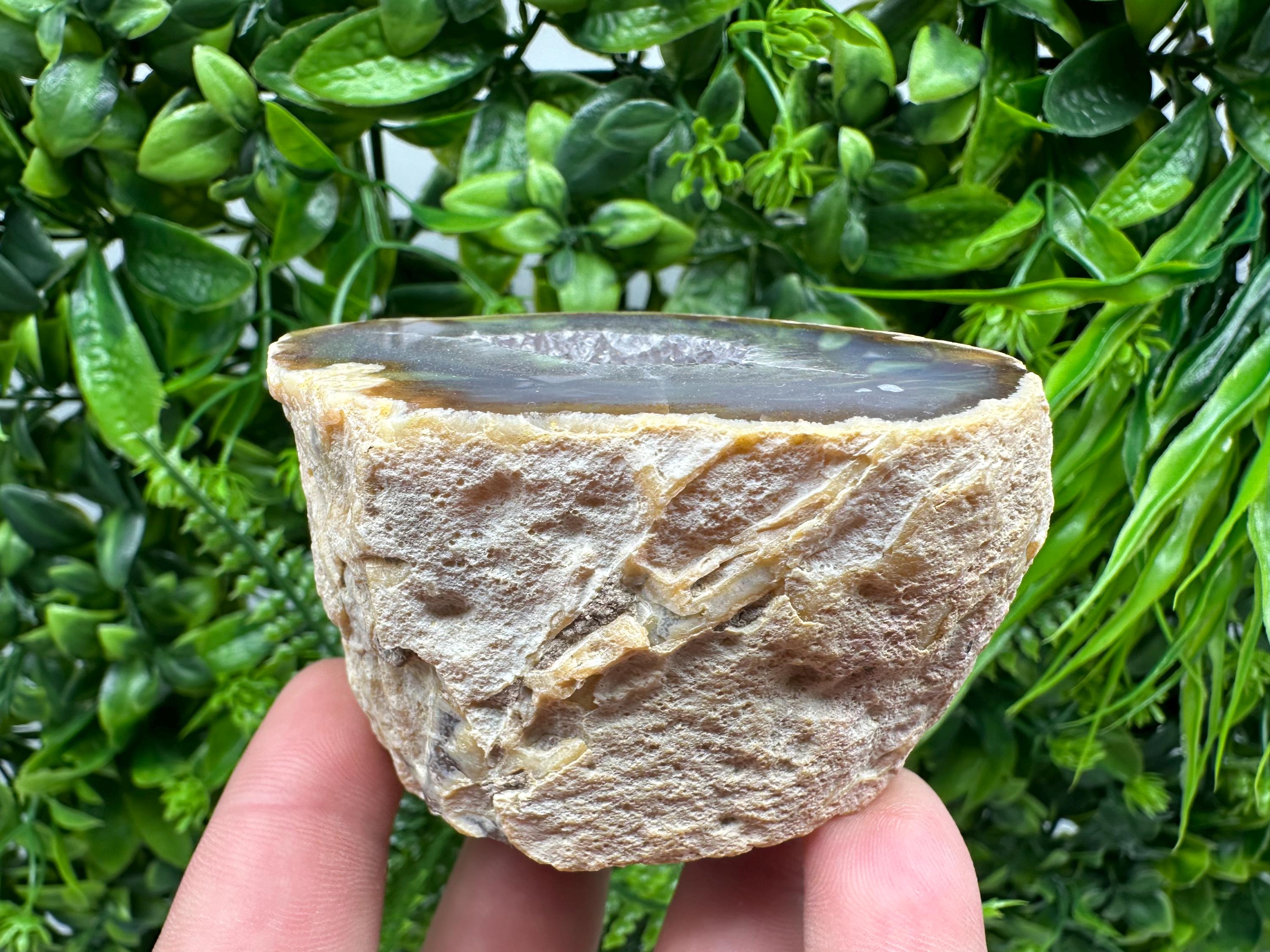 Blue Agate Druzy Geode: Natural Quartz Crystal (7/6.5/5.5cm)
