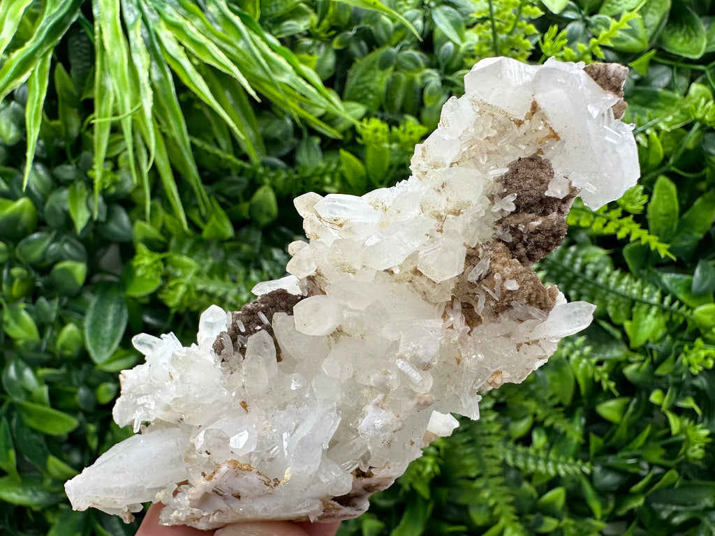 Quartz with Chlorite, Rhodochrosite & Siderite: Natural Crystal Stone Decor
