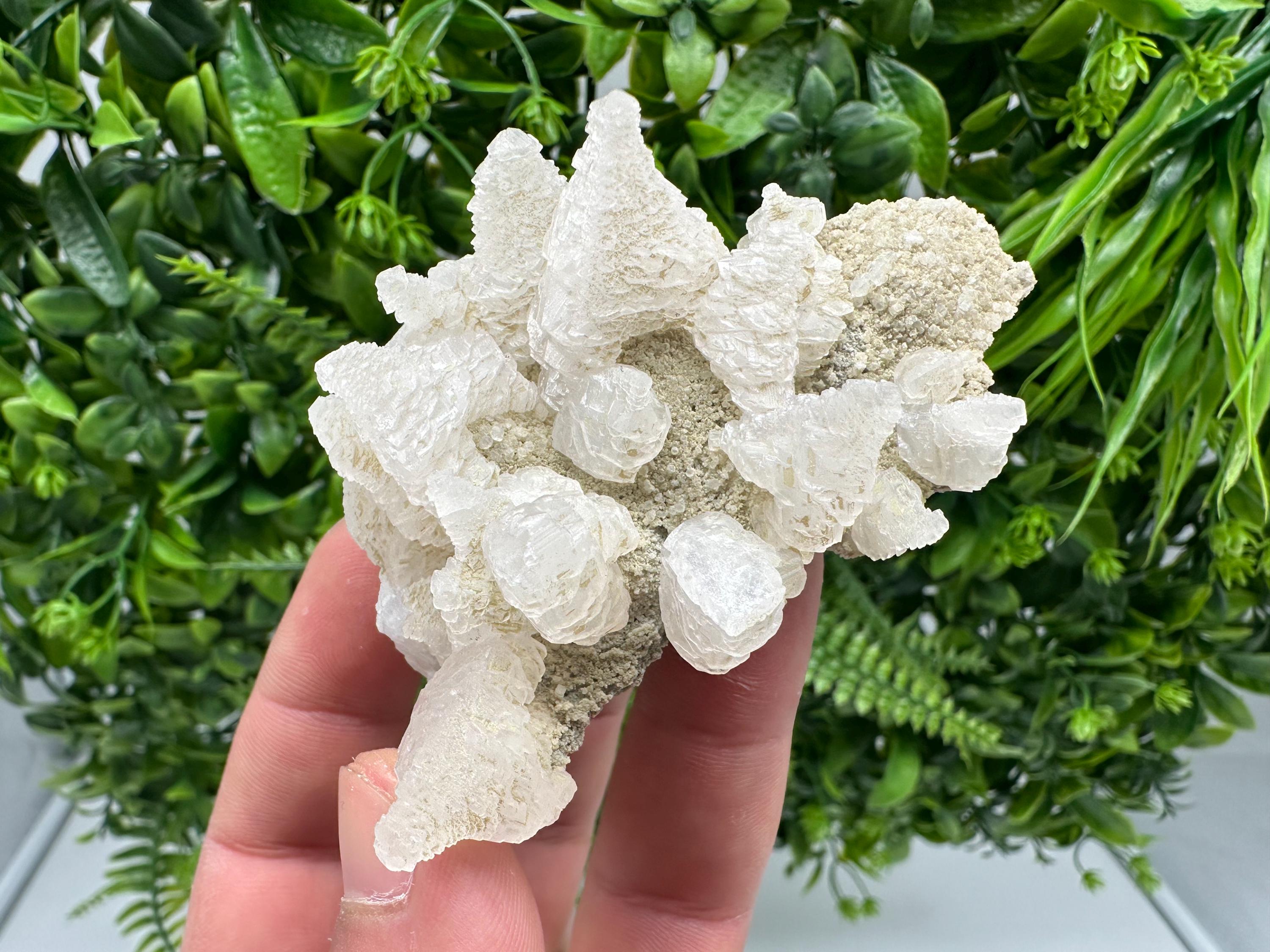 Calcite on Green Quartz: Laki Bulgaria Healing Crystal