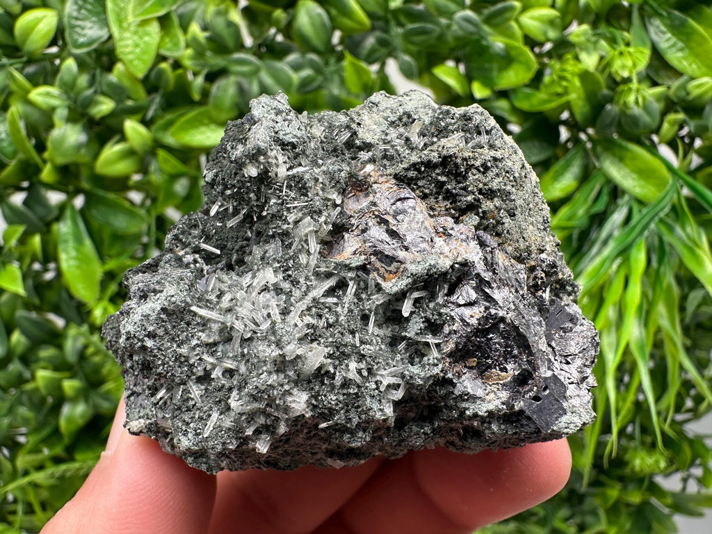Sphalerite on Quartz with Epidote and Chlorite, Bulgaria Mineral Specimen