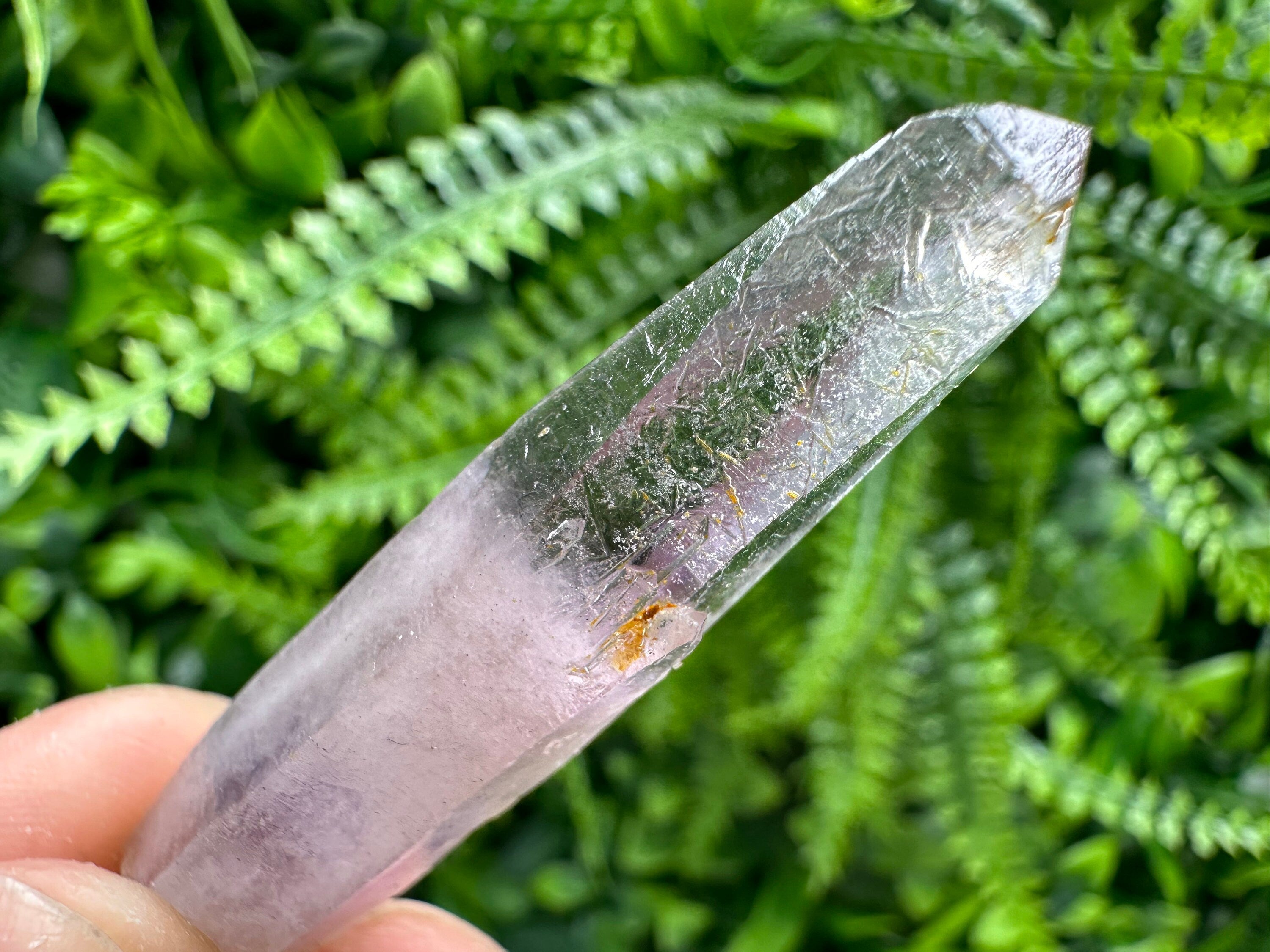 Amethyst Phantom Quartz Crystal, Chalcedony Chlorite Inclusions, Bulgaria
