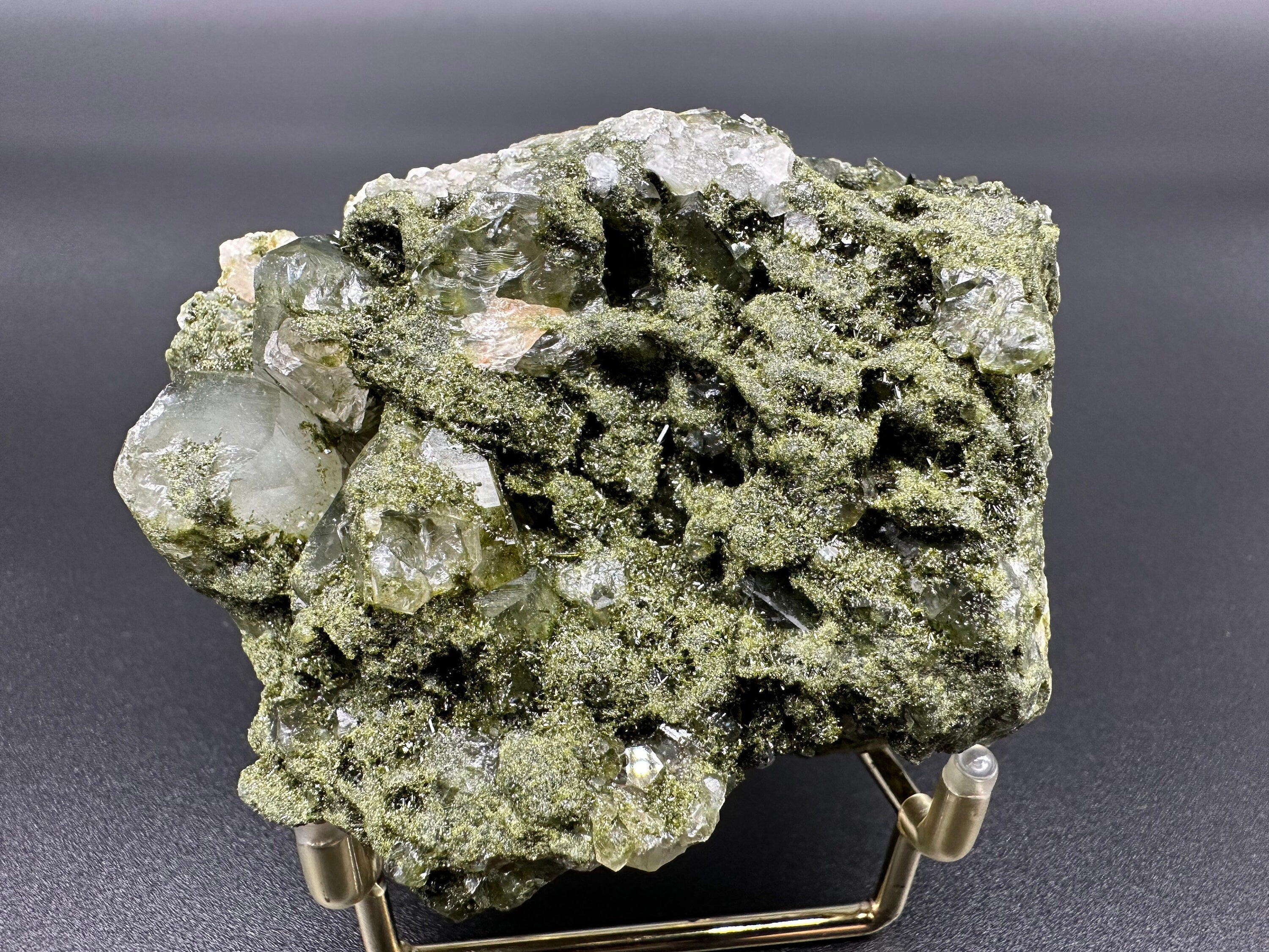 Rare Green Epidote with Quartz Crystals: Eastern Anatolian Decor Stone