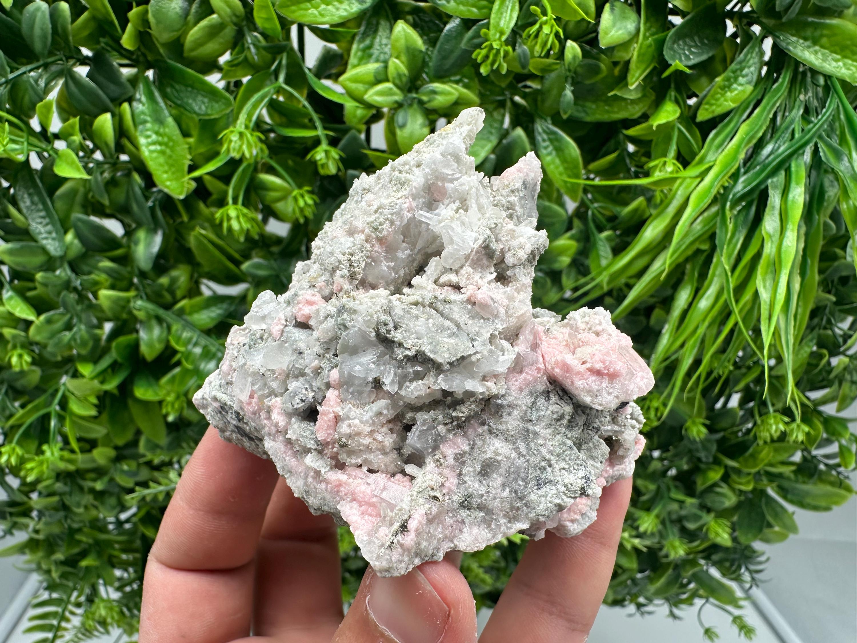 Rhodochrosite with Quartz Crystals: Starnica Mine, Bulgaria