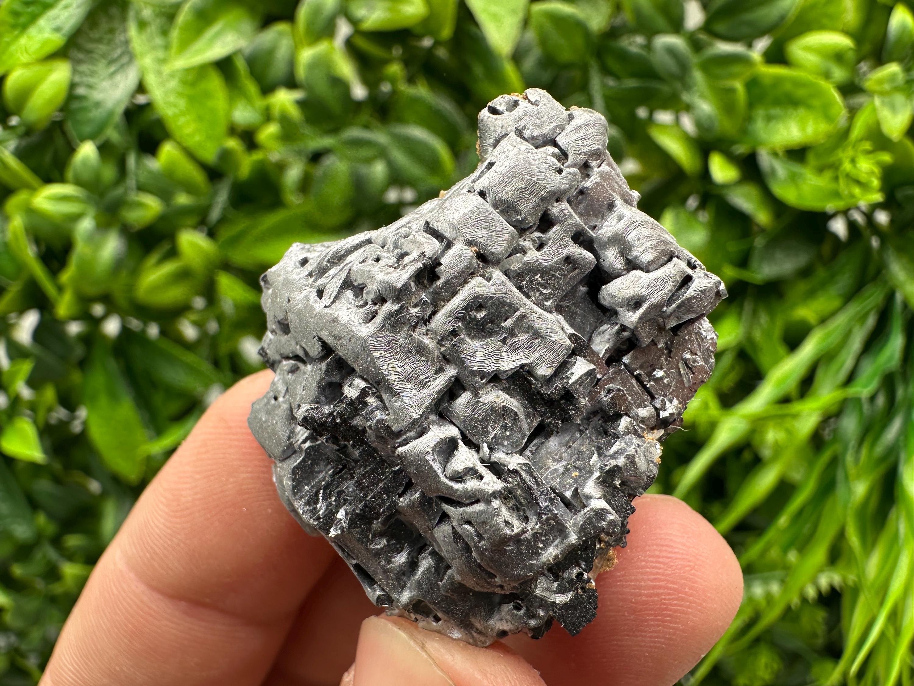 Skeletal Galena on Sphalerite: Natural Mineral Crystal Decor