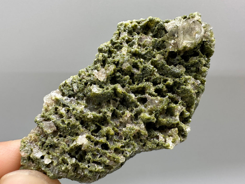 Rare Green Epidote with Quartz Crystals: Eastern Anatolian Decor Stone