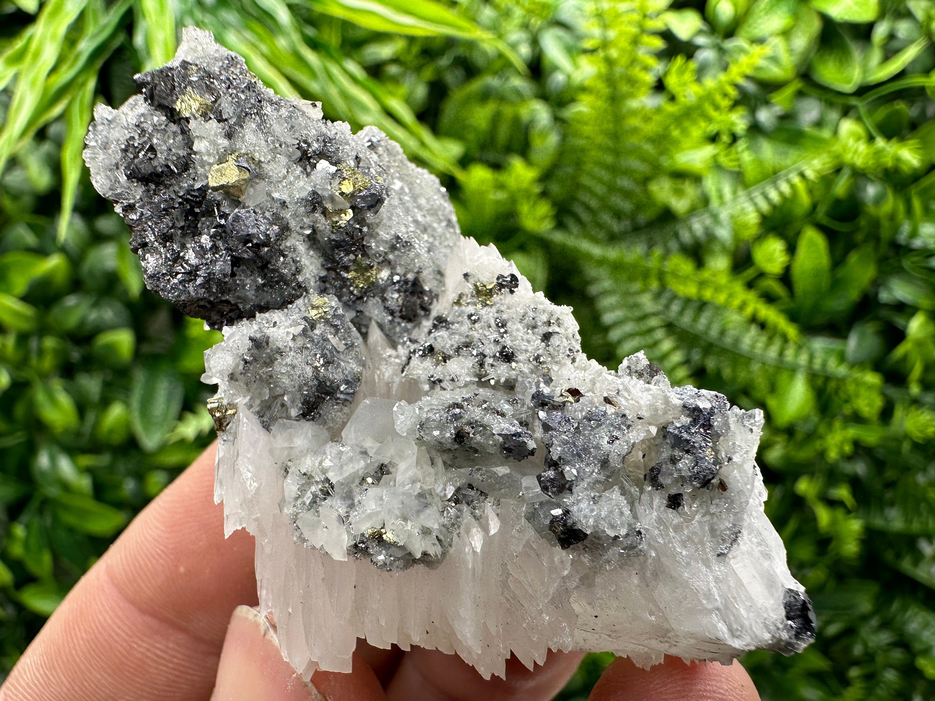 Chalcopyrite Galena Sphalerite on Quartz: Natural Mineral Decor