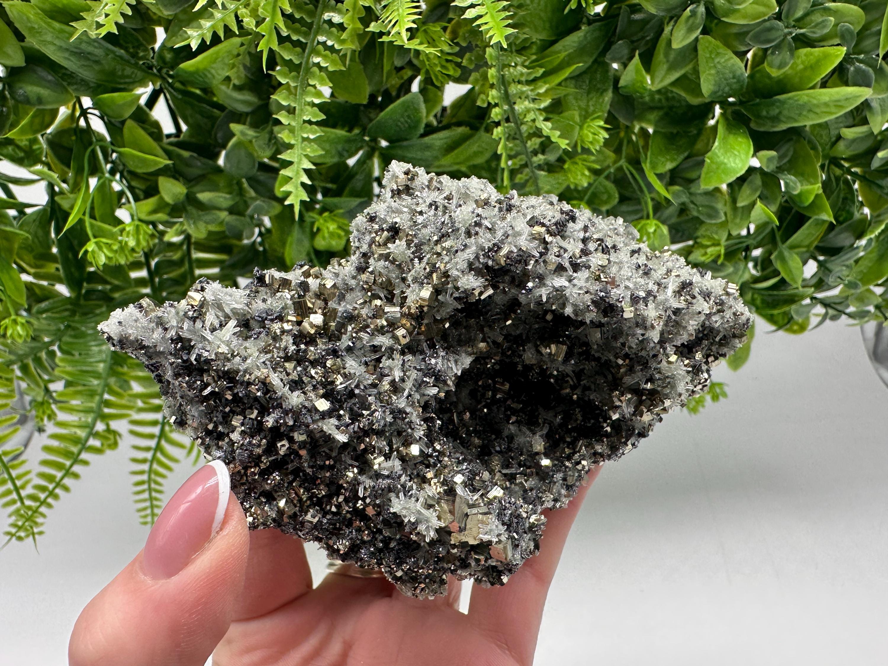 Stunning Pyrite on Quartz,Calcite from Borieva mine,Madan,Bulgaria,natural,collectible mineral specimen,home decor stone,collection crystal