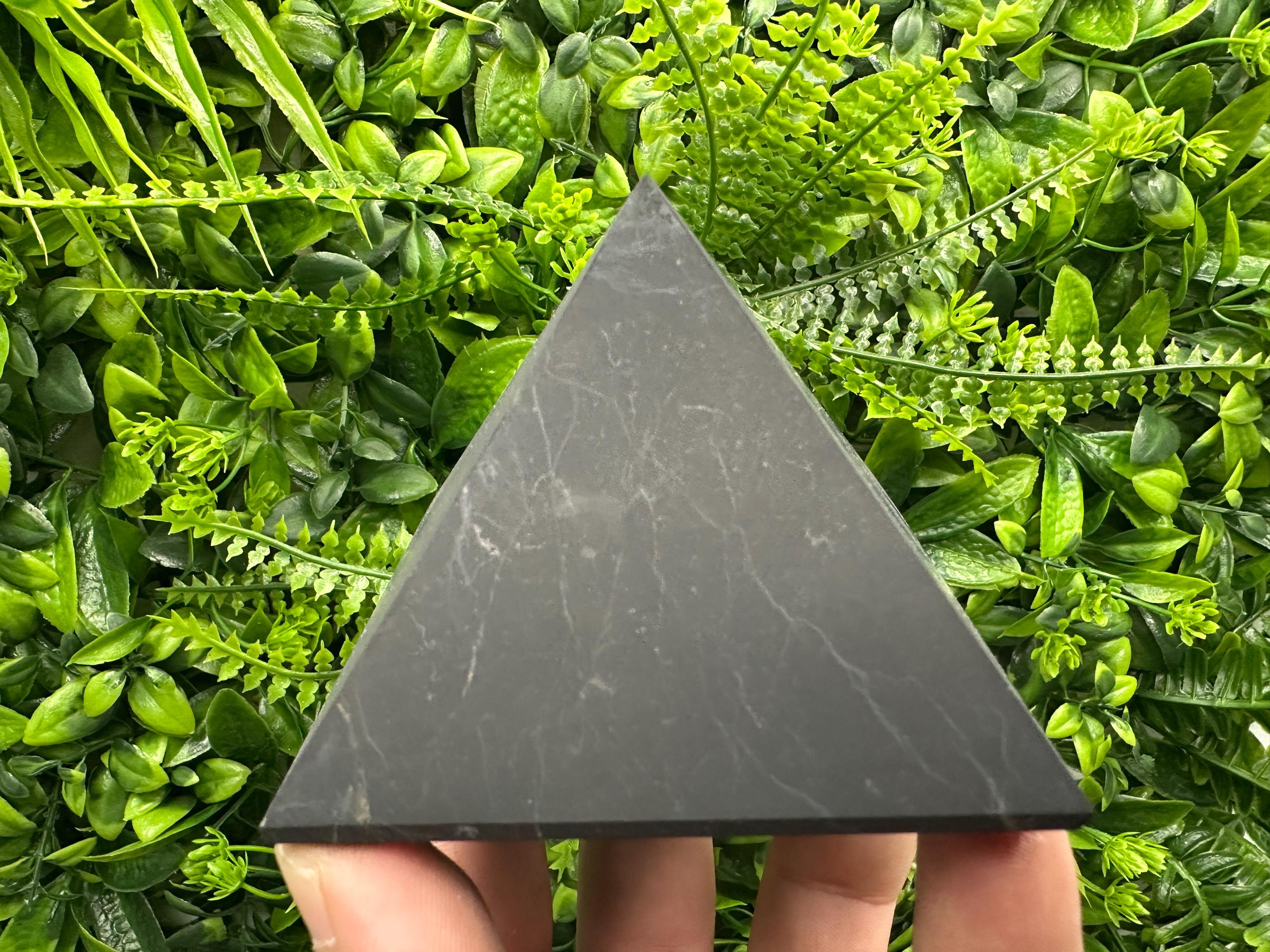 Shungite Pyramid (8cm): EMF & 5G Protection, Healing Crystal