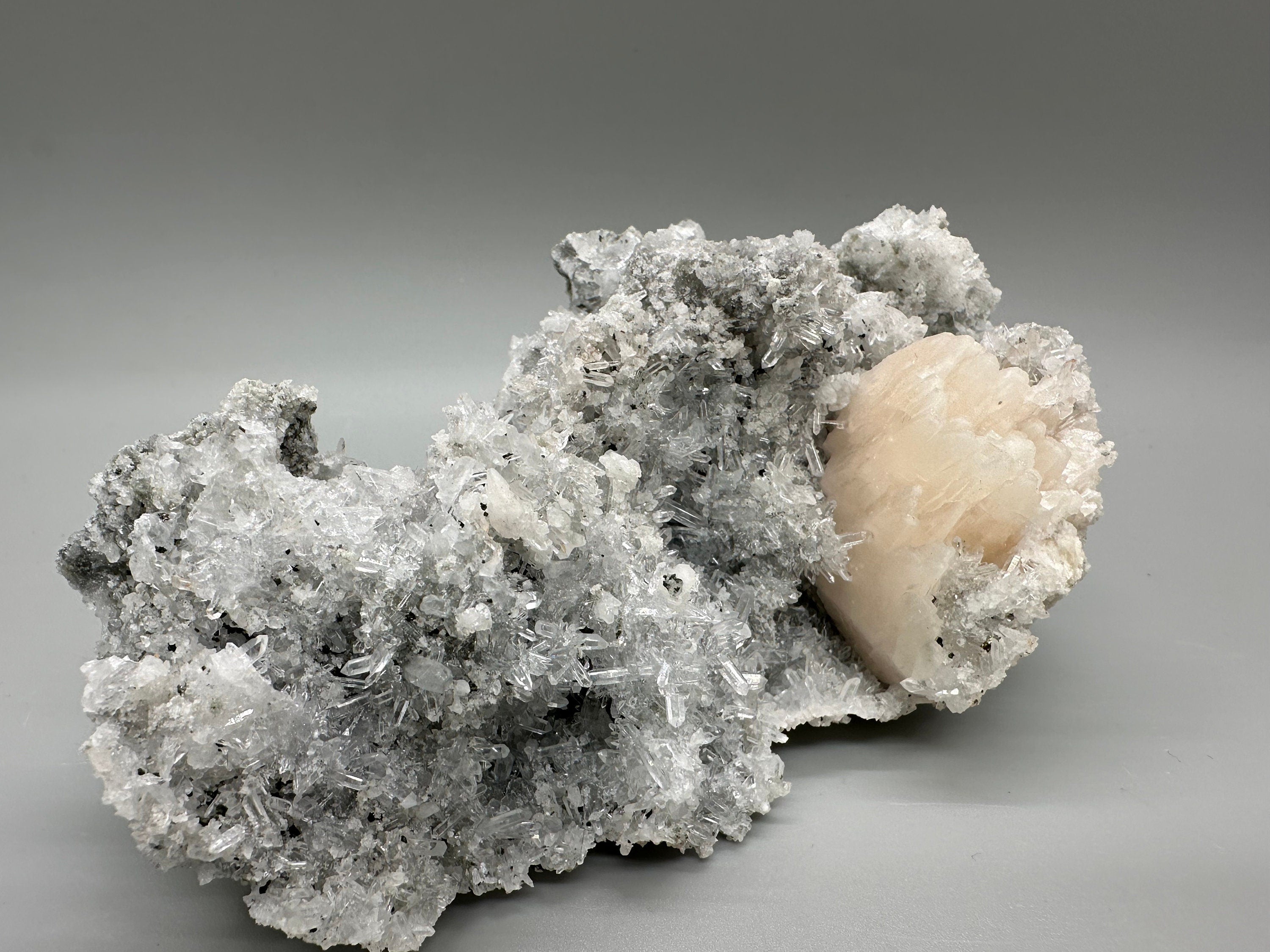 Calcite on Quartz Specimen, Borieva Mine, Bulgaria