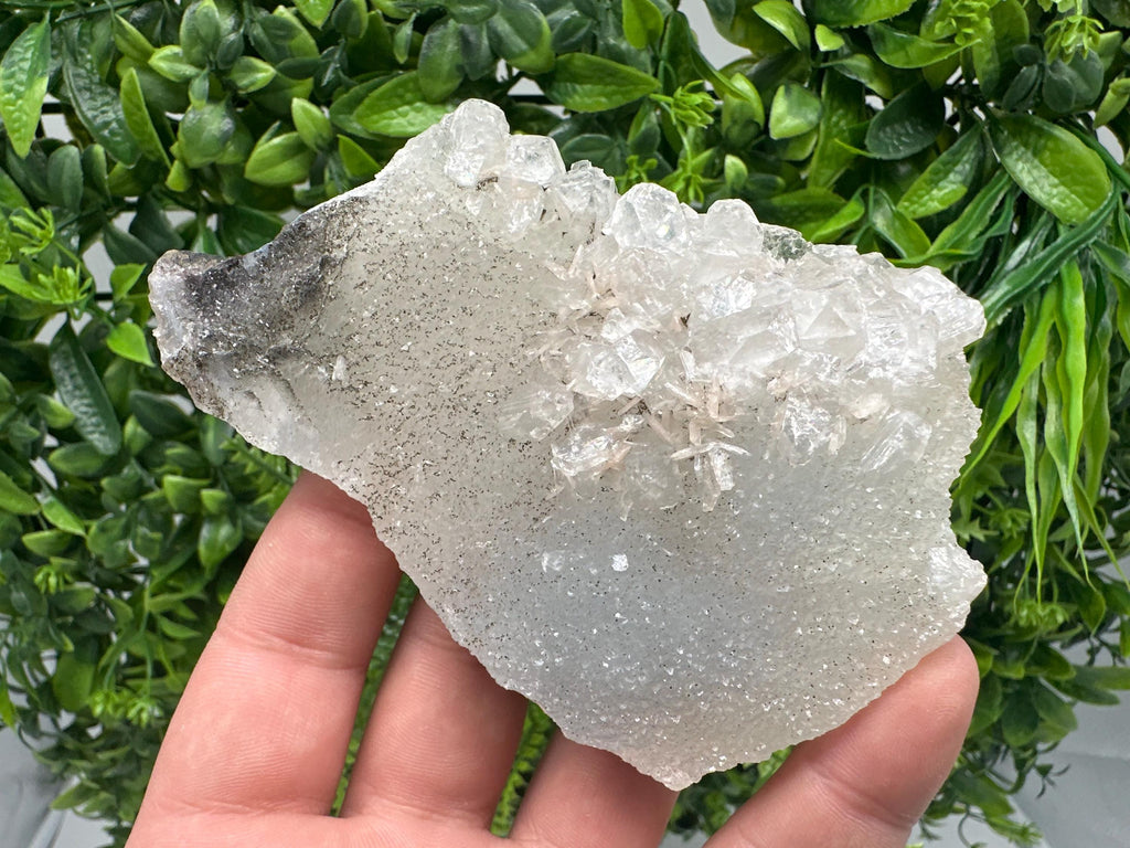 Transparent Apophyllite on Chalcedony, Natural Crystal Specimen, India Minerals