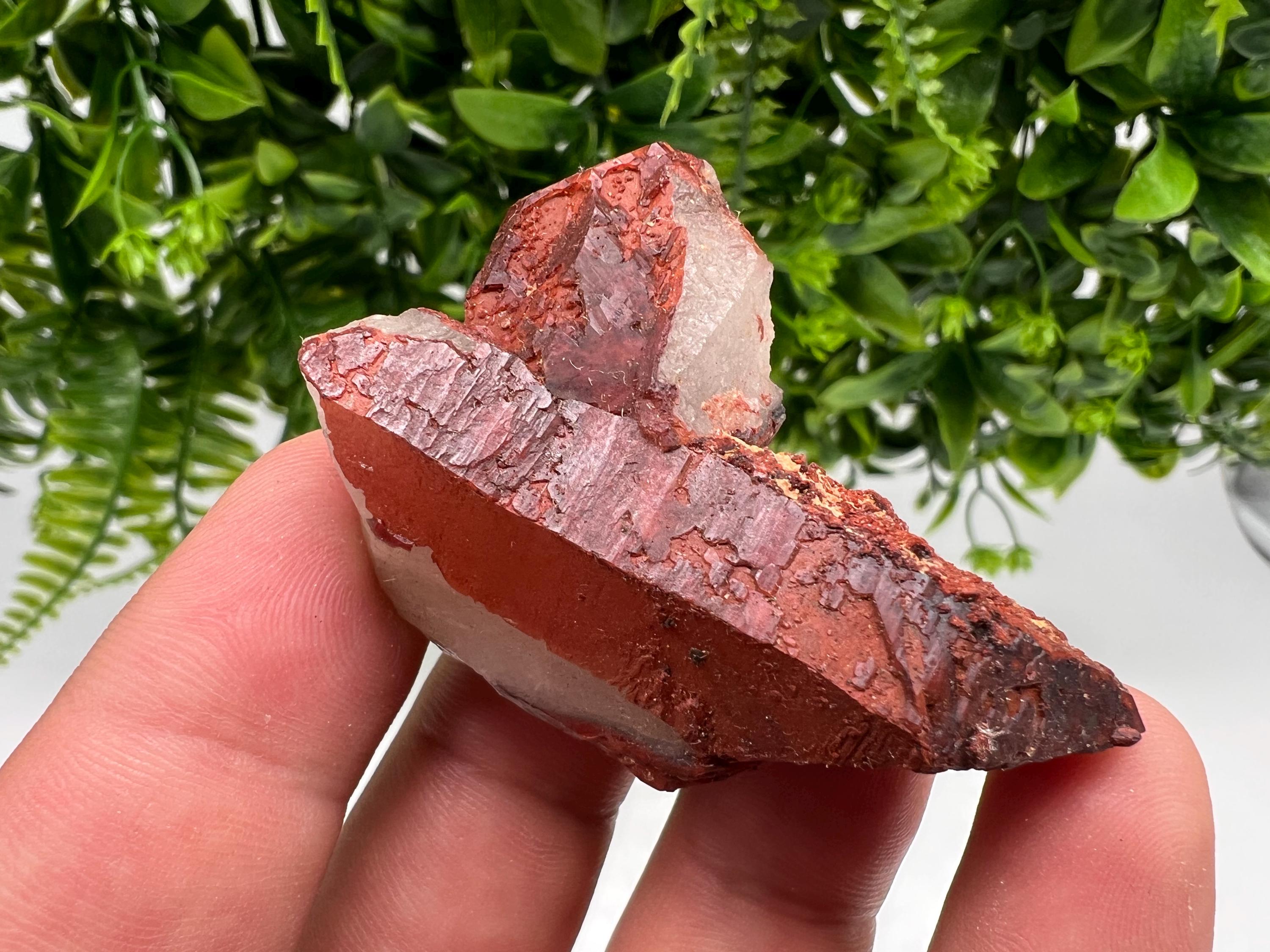 Red Hematite Quartz Specimen: Moroccan Phantom Crystal, Rare Mineral Collection
