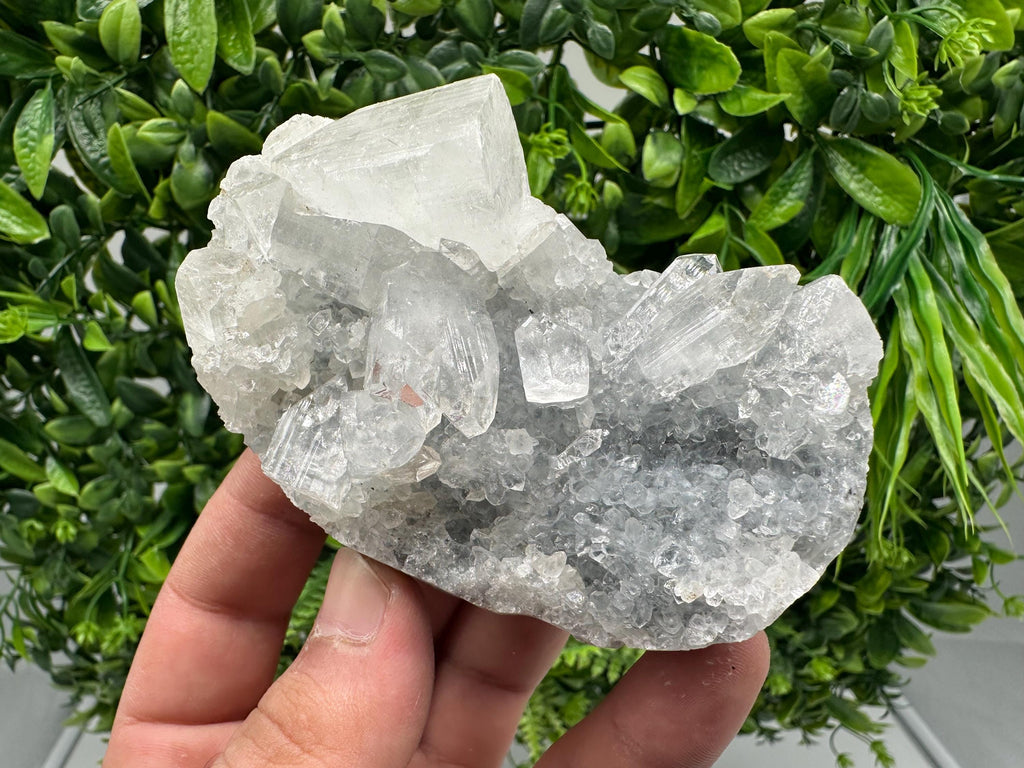 Apophyllite Stilbite on Chalcedony: Natural Mineral Specimen, India