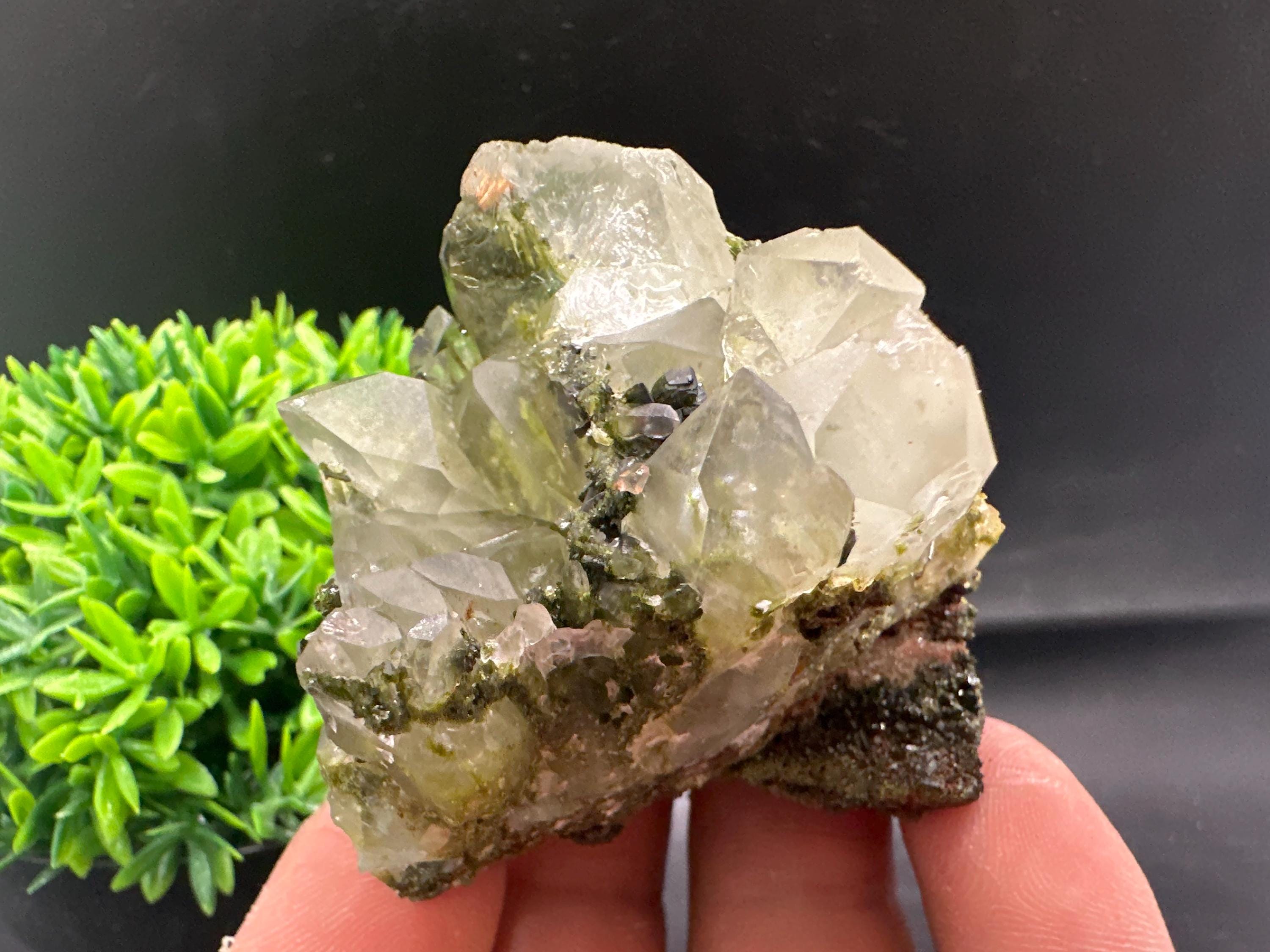 Rare Green Epidote Quartz Crystal Cluster - Eastern Anatolia, Turkey