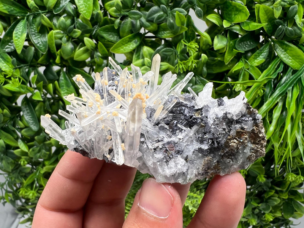 Galena Spinel Law on Quartz with Siderite, Krushev Dol, Bulgaria