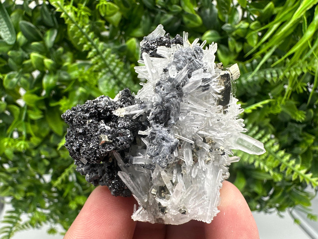 Pyrite on Quartz, Calcite Mineral Specimen, Bulgaria
