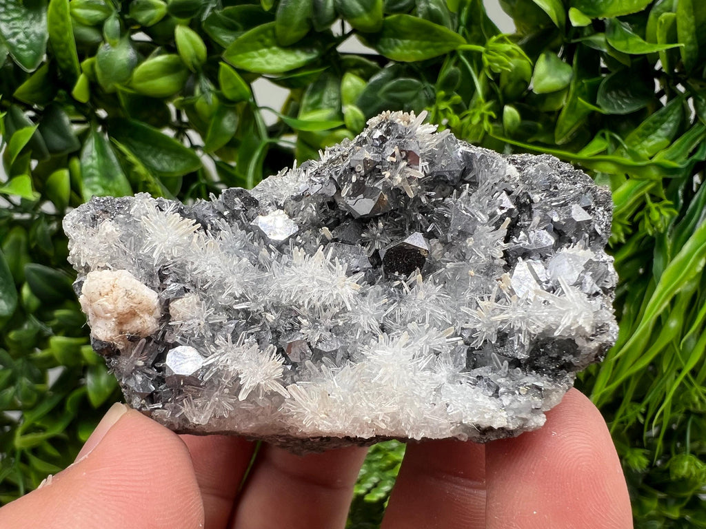 Calcite Galena on Quartz Mineral Specimen, Bulgaria Home Decor Stone