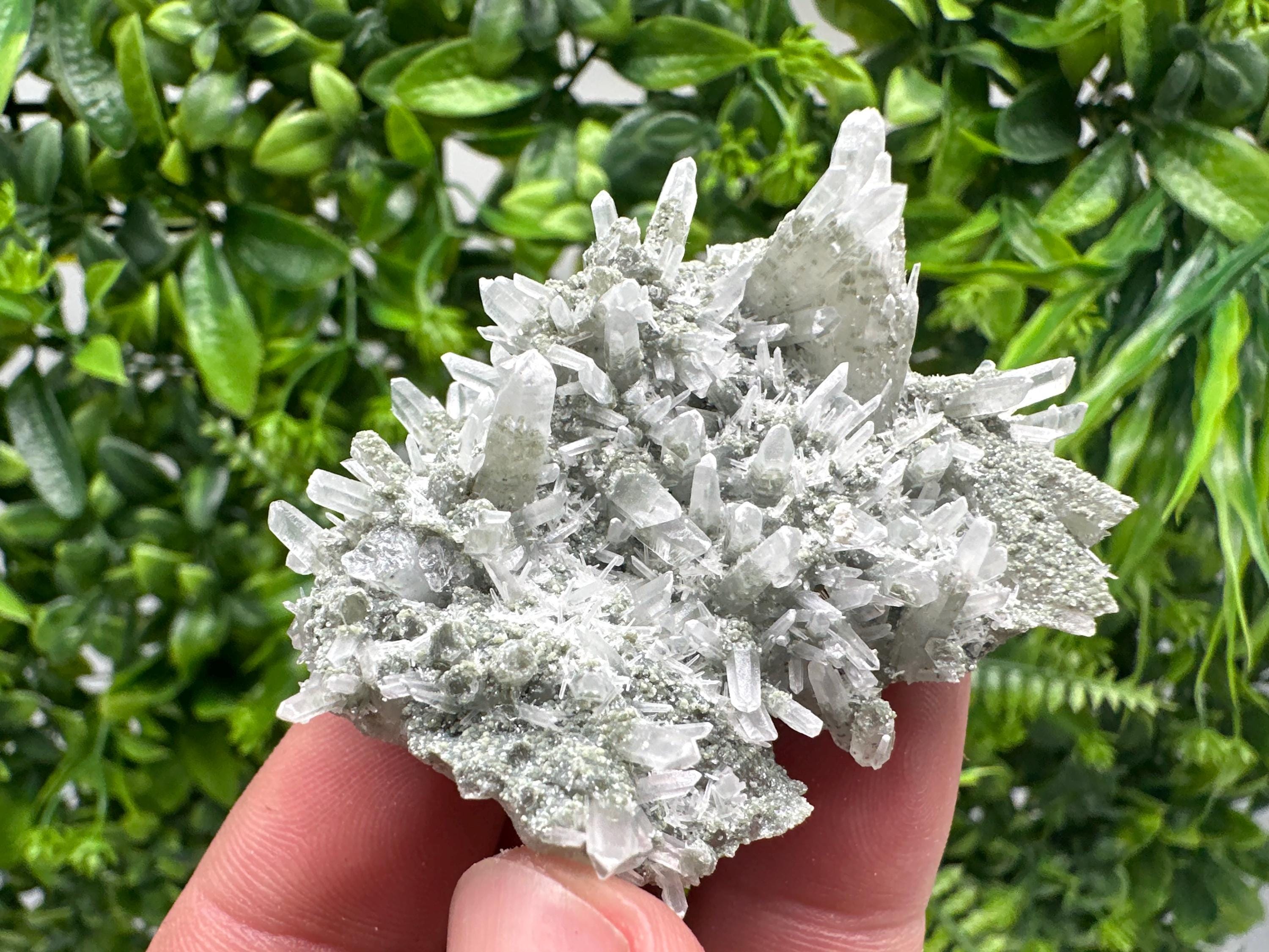 Lovely specimen Green Quartz inclusions Chlorite and Sphalerite/ Natural minerals/ Souvenir crystal gift minerals famous 9th September/Madan