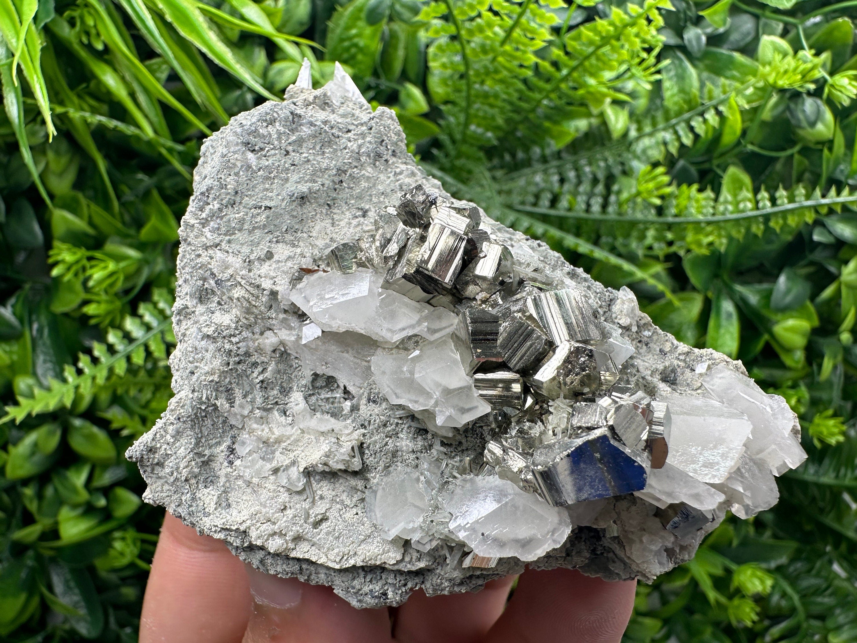 Pyrite Calcite on Matrix, Bulgaria Mineral Specimen, Home Decor Stone
