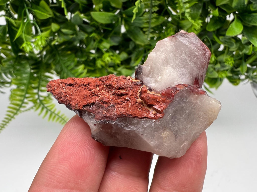 Red Hematite Quartz Specimen: Moroccan Phantom Crystal, Rare Mineral Collection