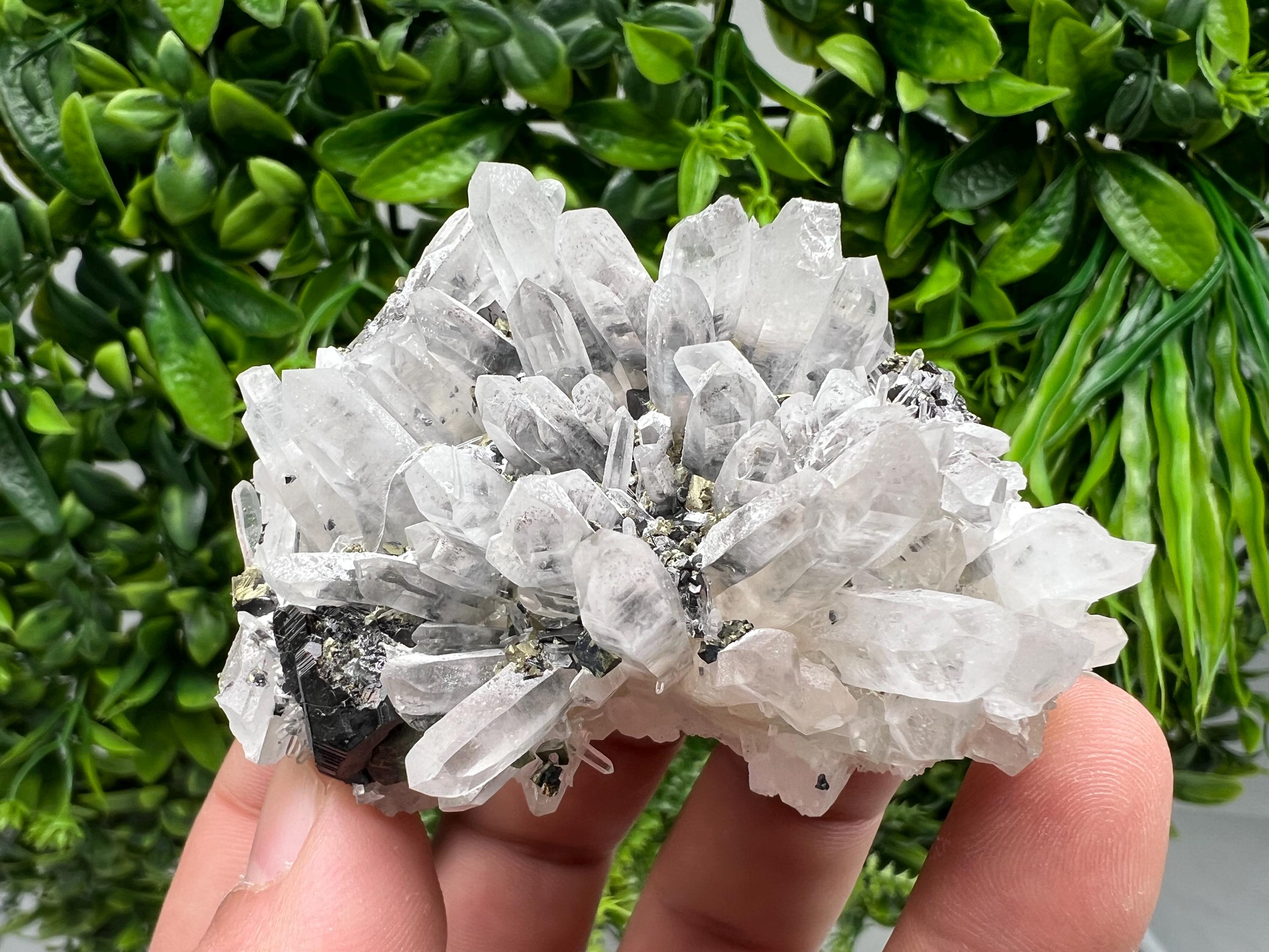 Wonderful Sphalerite Chalcopyrite on Green Quartz whit Hematite feom 9 th September mine,Bulgaria,natural,collection mineral specimen,gift