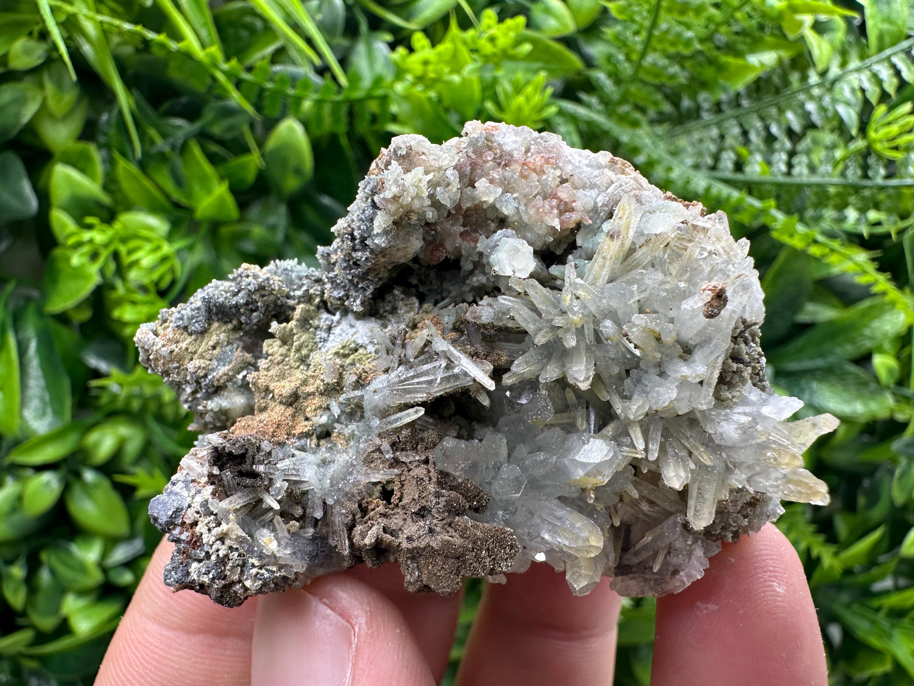 Quartz with Hematite, Chlorite, and Dolomite, Bulgaria Crystal Stone