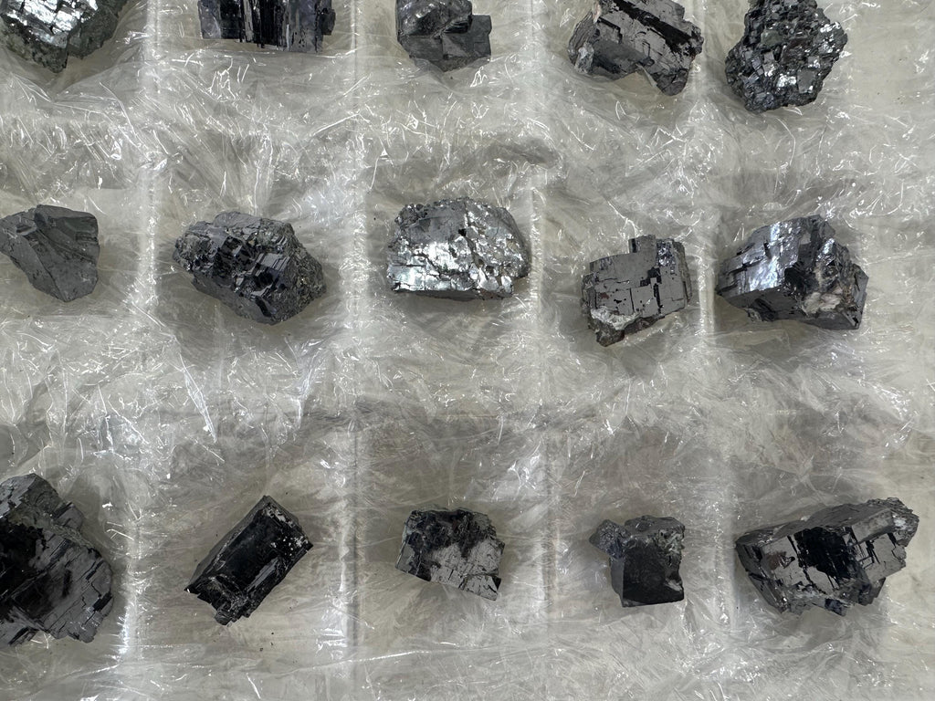 Shiny Galena Cluster Chunks: Borieva Mine Minerals (Set of 15)