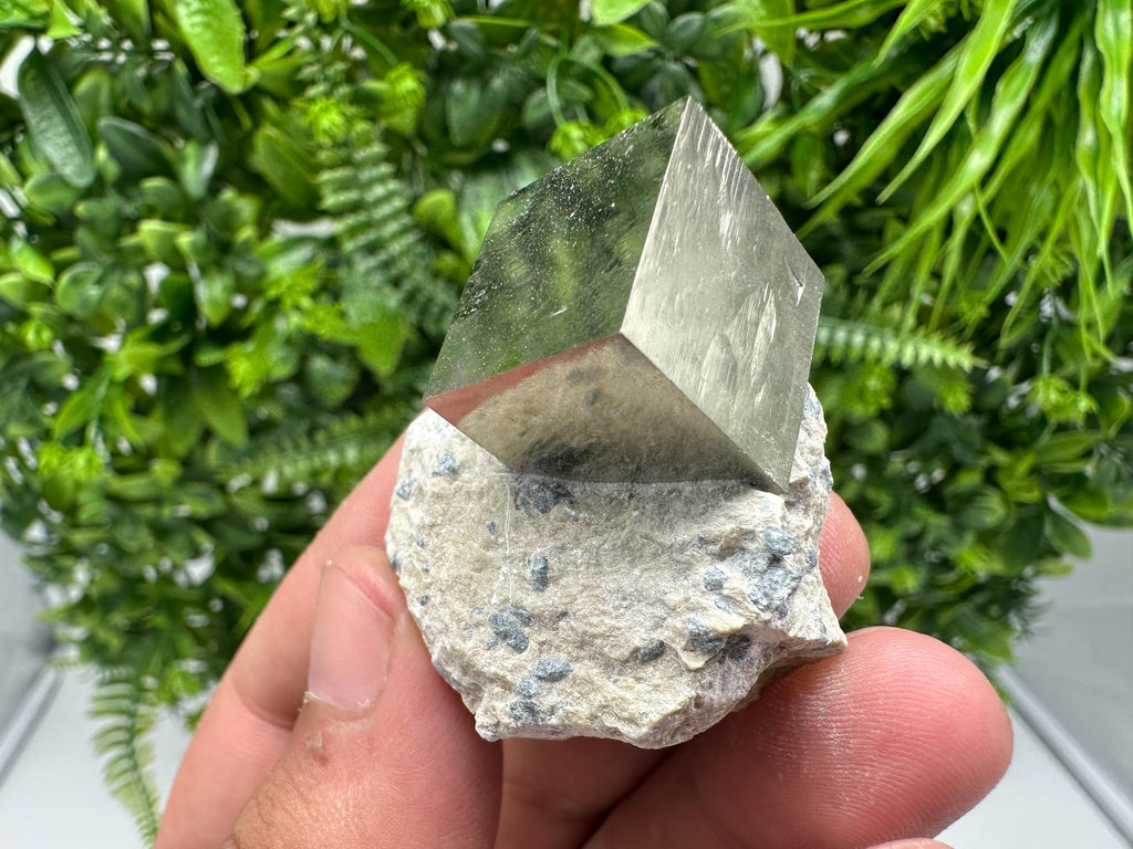 Large Pyrite Cube on Matrix, Navajun Spain, Shiny Home Decor Stone