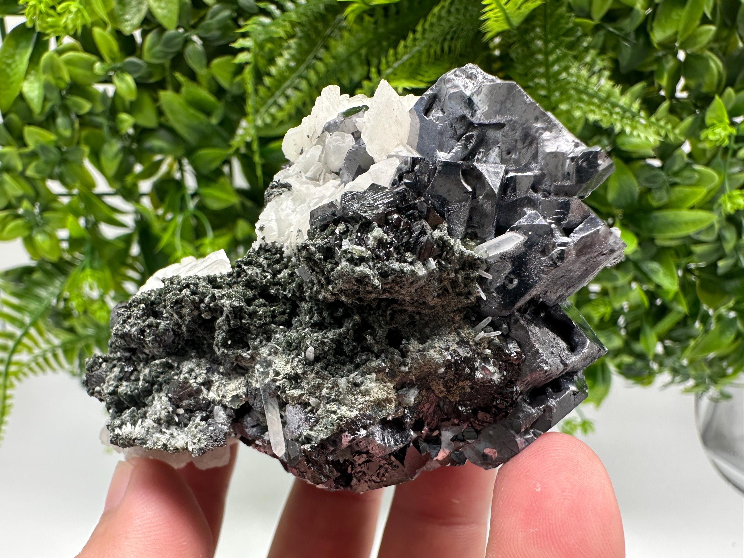 Mirror Galena, Sphalerite, Calcite Mineral Specimen: Borieva Mine, Bulgaria