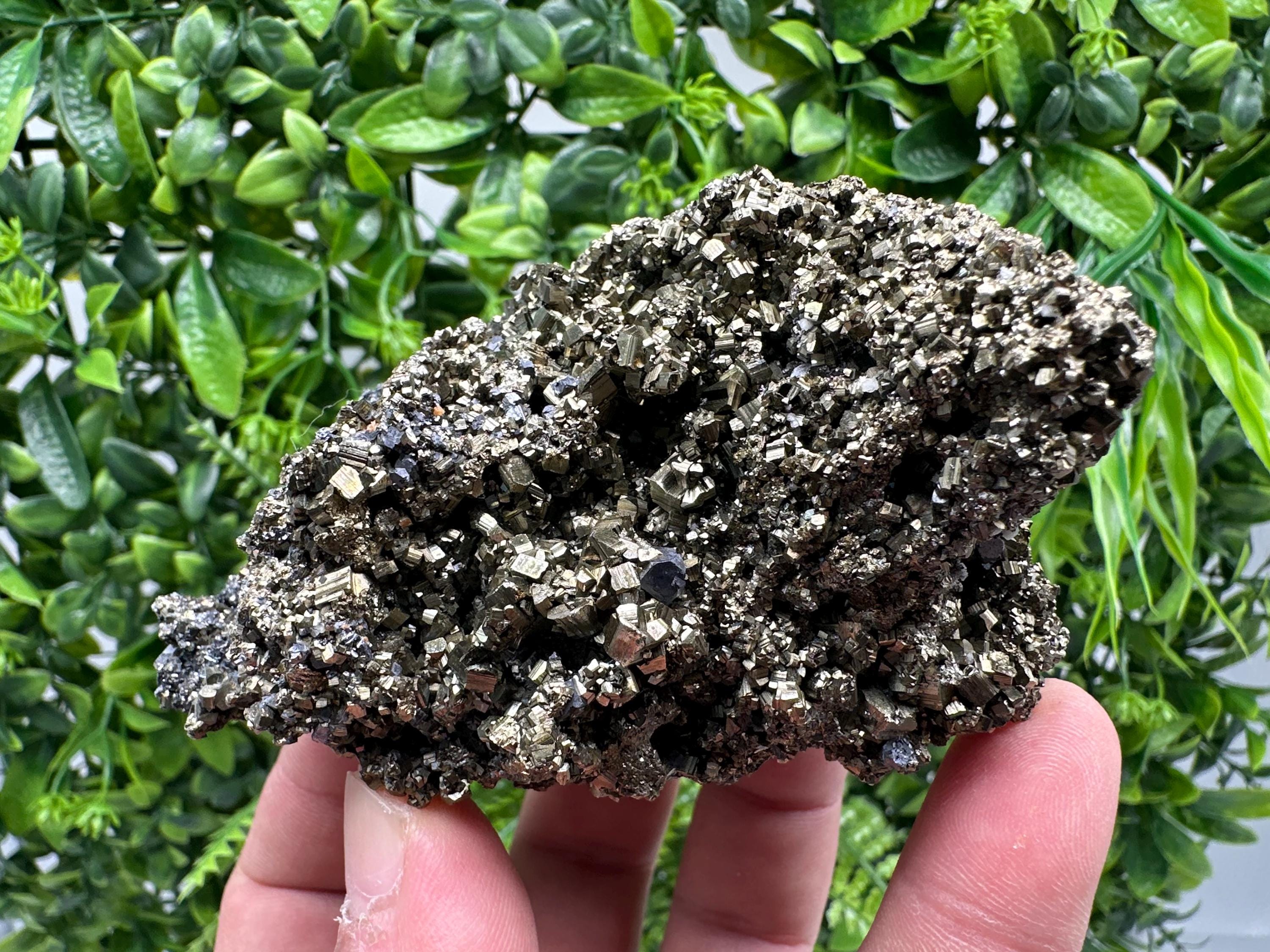 Rainbow Pyrite with Calcite, Natural Mineral Souvenir, Bulgaria