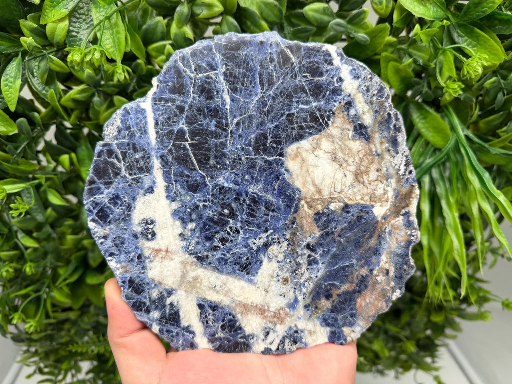 Polished Sodalite Slice – Natural Blue Crystal Slab, Home Decor Accent