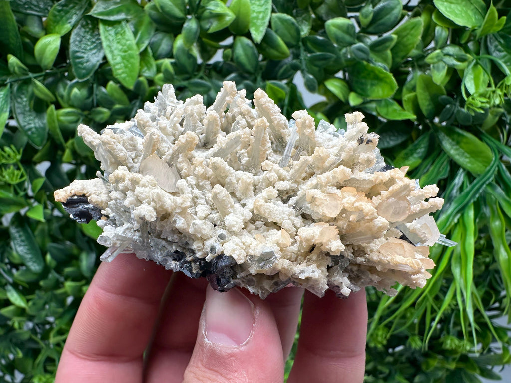 Quartz with Calcite Cluster: Krushev Dol Mine, Bulgaria