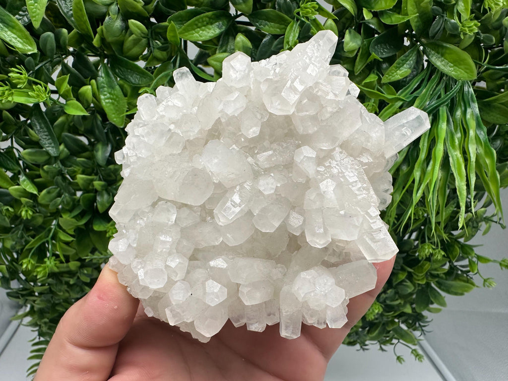 Calcite on Green Quartz: Djurcovo Mine, Bulgaria Healing Crystal