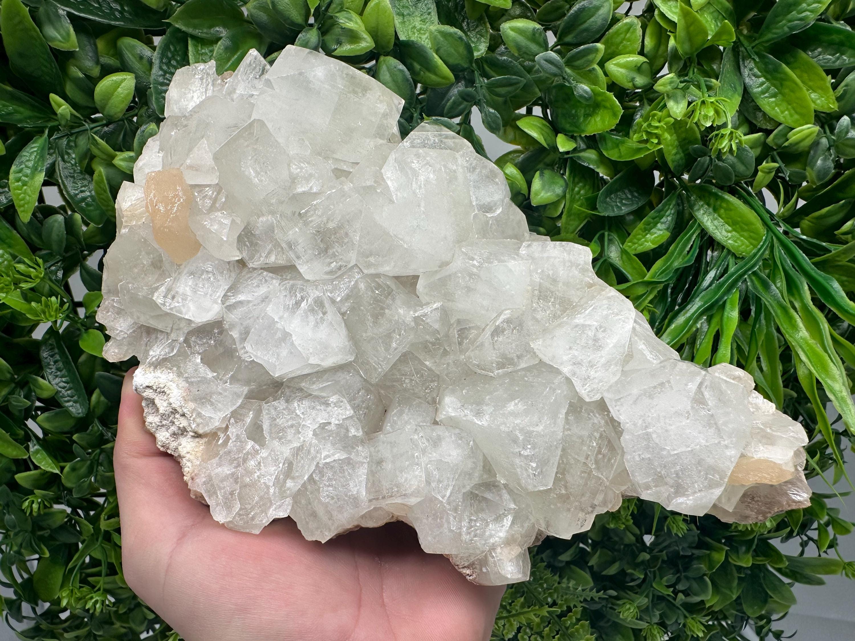 Large Apophyllite Stilbite on Chalcedony, India Mineral Specimen