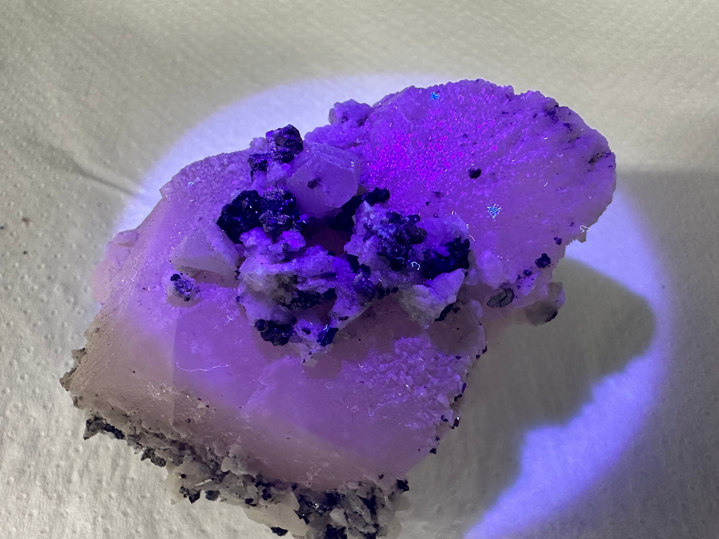 UV Fluorescent Calcite Cluster, Natural Minerals from Borieva Bulgaria