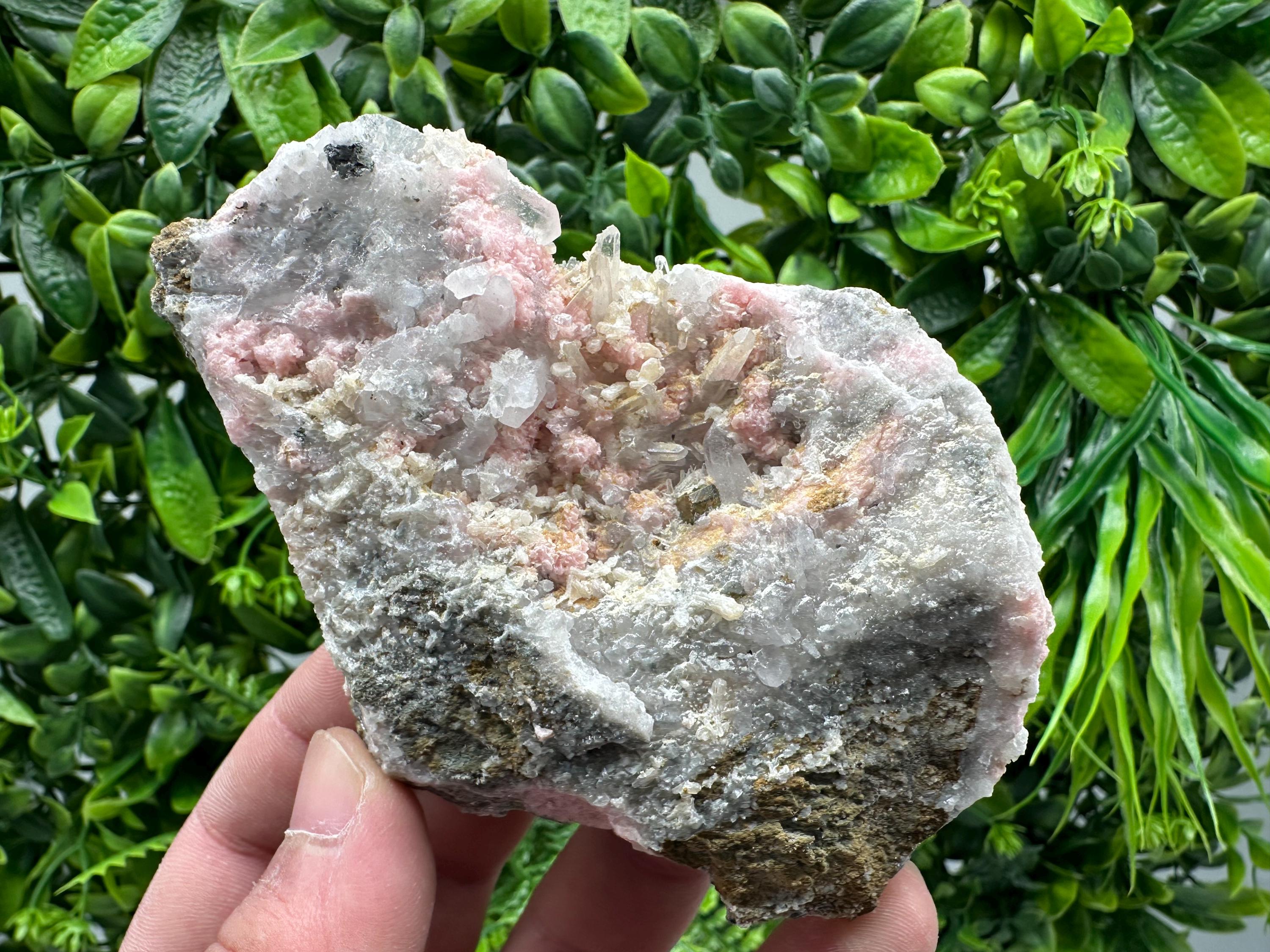 Rhodochrosite on Quartz, Starnica Mine, Bulgaria