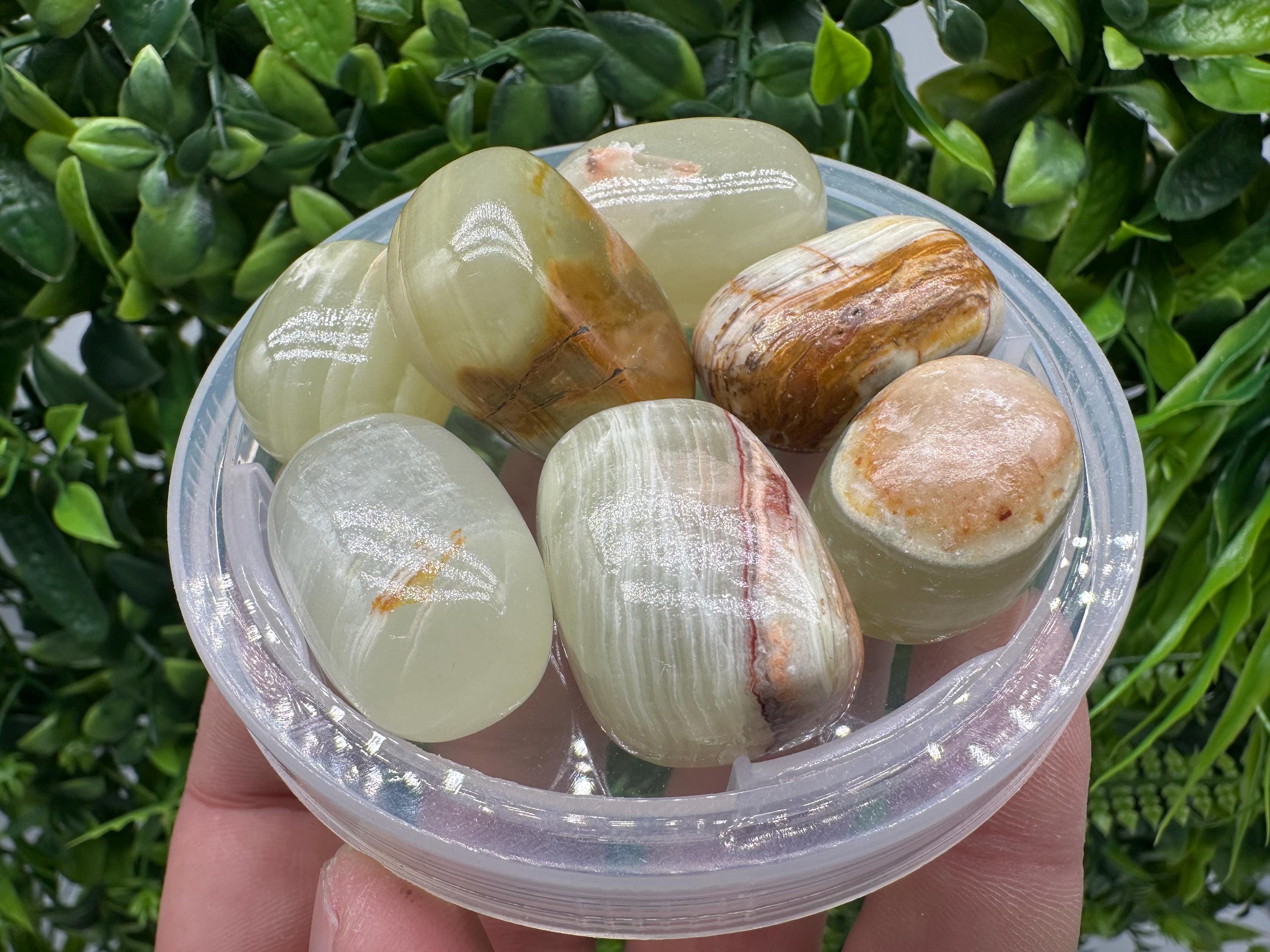 Green Marble Onyx Tumbled Stone: Polished Healing Crystal