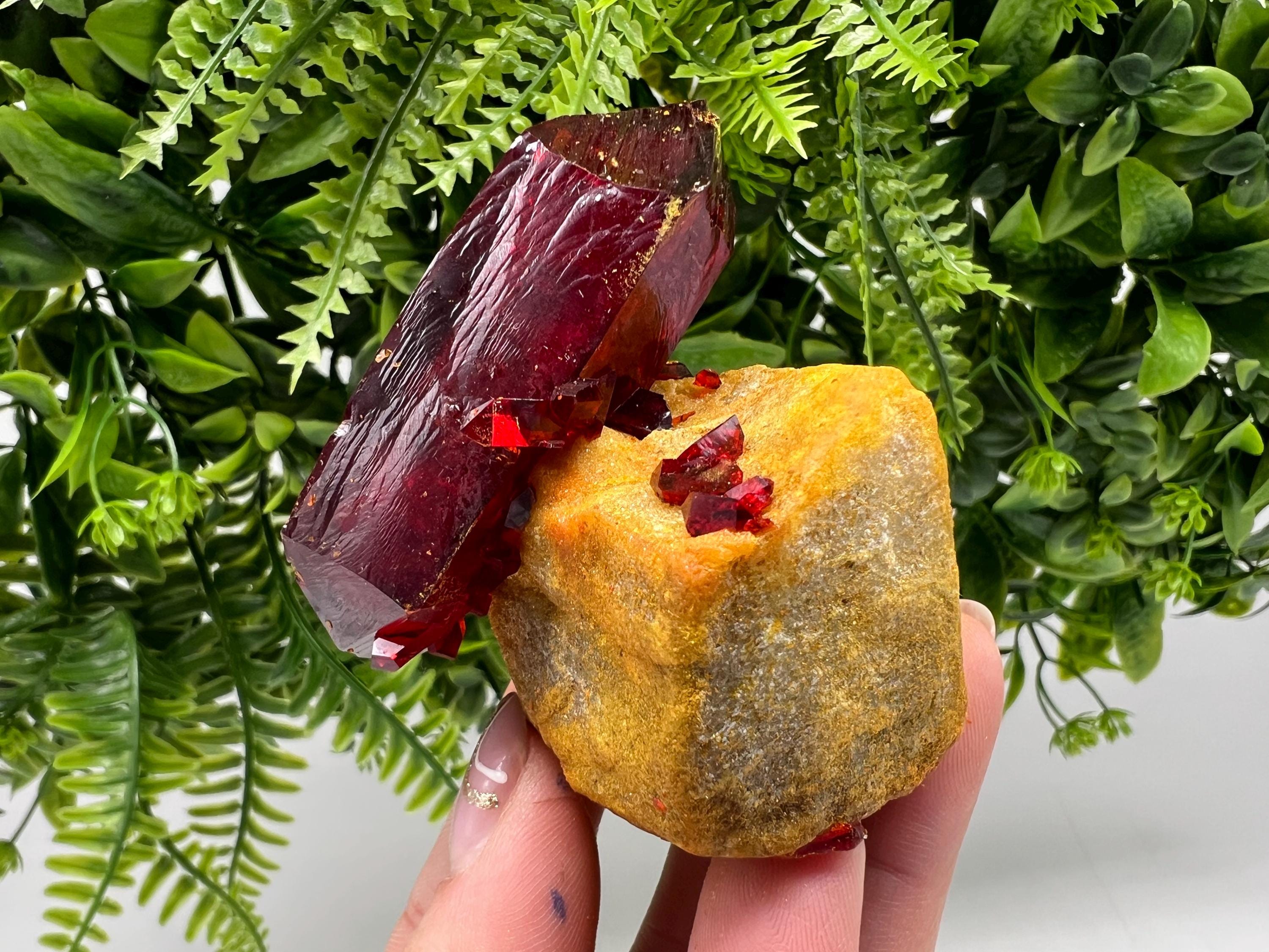 XXL Rare Pruskite Ruby Crystal on Matrix, Laboratory Grown