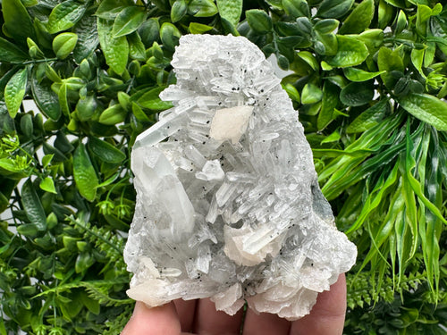 Calcite on Quartz Cluster, Borieva Mine Mineral Specimen